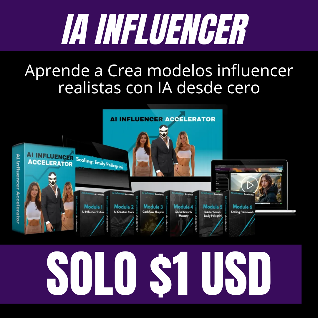 IA Influencer Studio Facebook ad: SOLO 1 USD