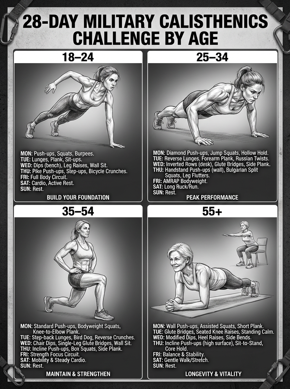 Military Calisthenics Women Facebook ad from Mar 23, 2026
