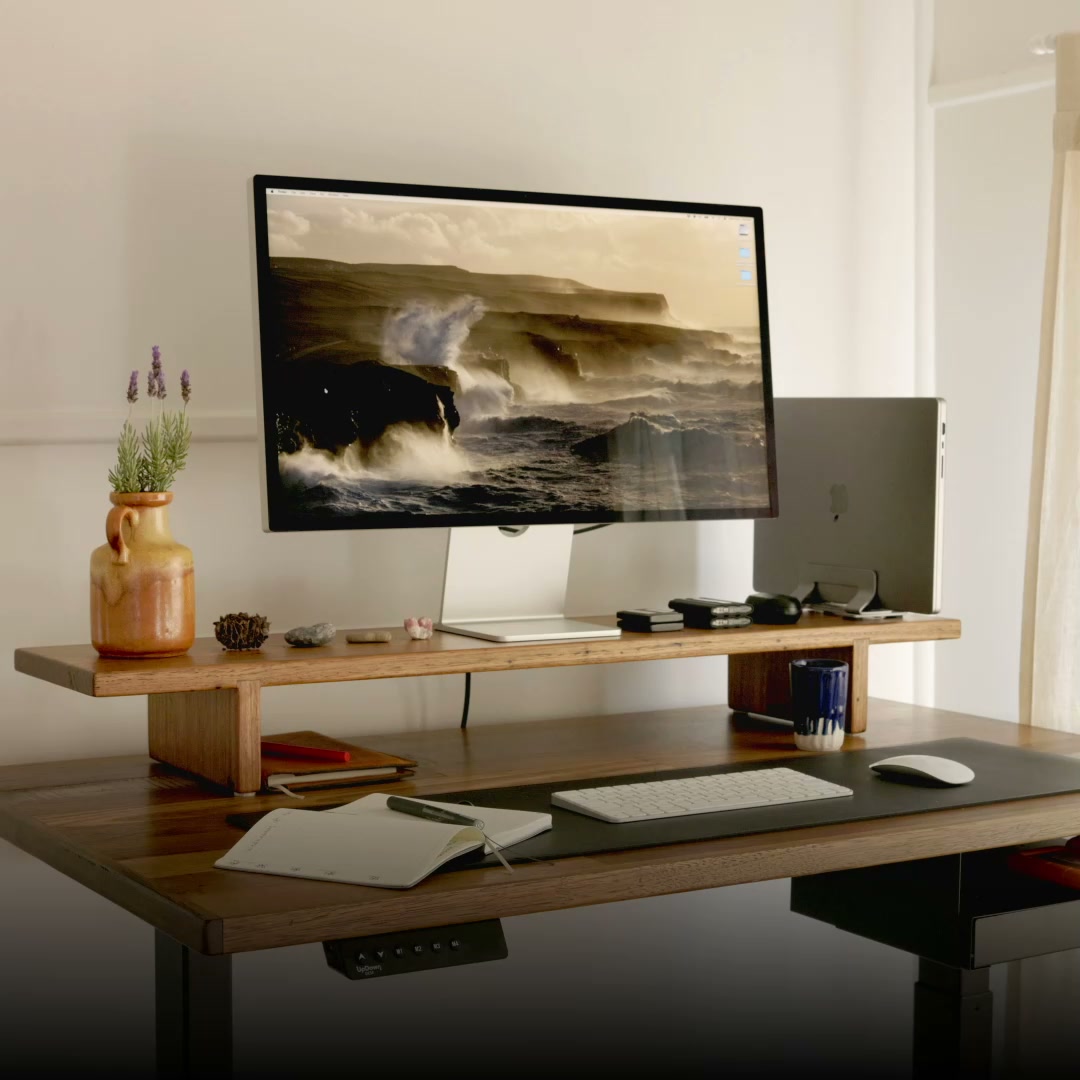 UpDown Desk Facebook ad: UpDown Desk with artisan Australian Hardwood