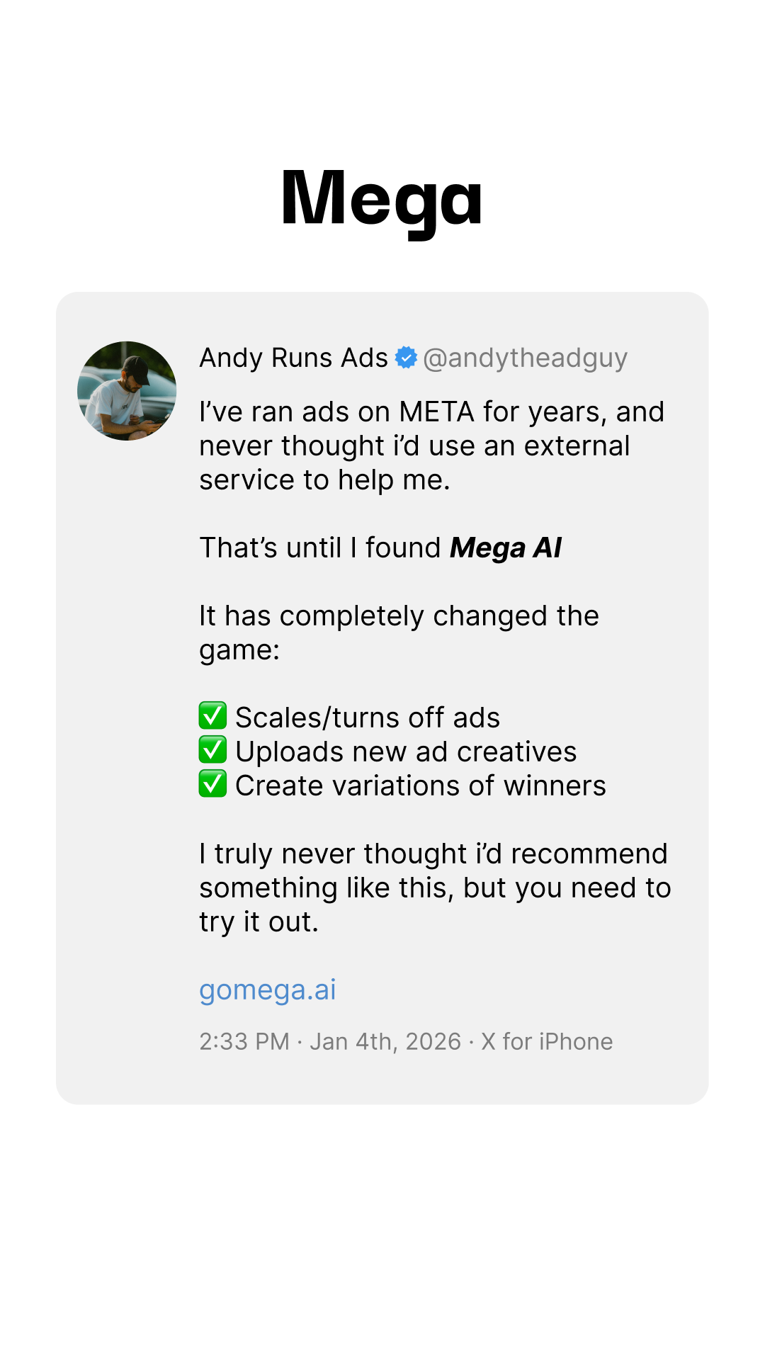 MEGA AI Facebook ad