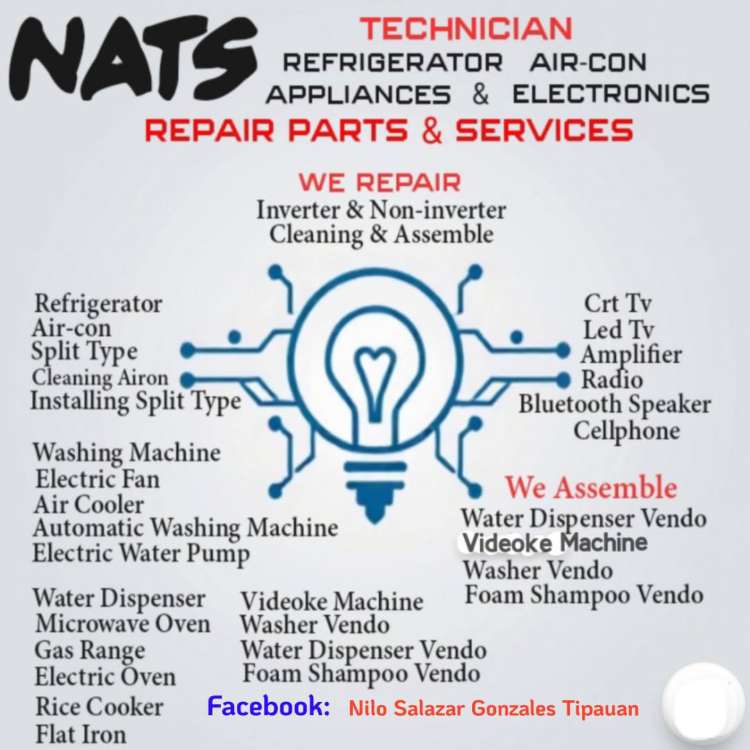 NATS Appliances, Aircon, Refrigeration, Electronics Parts & Services Facebook ad: We Repair & Home Service (Air-con, Refrigerator, Tv…