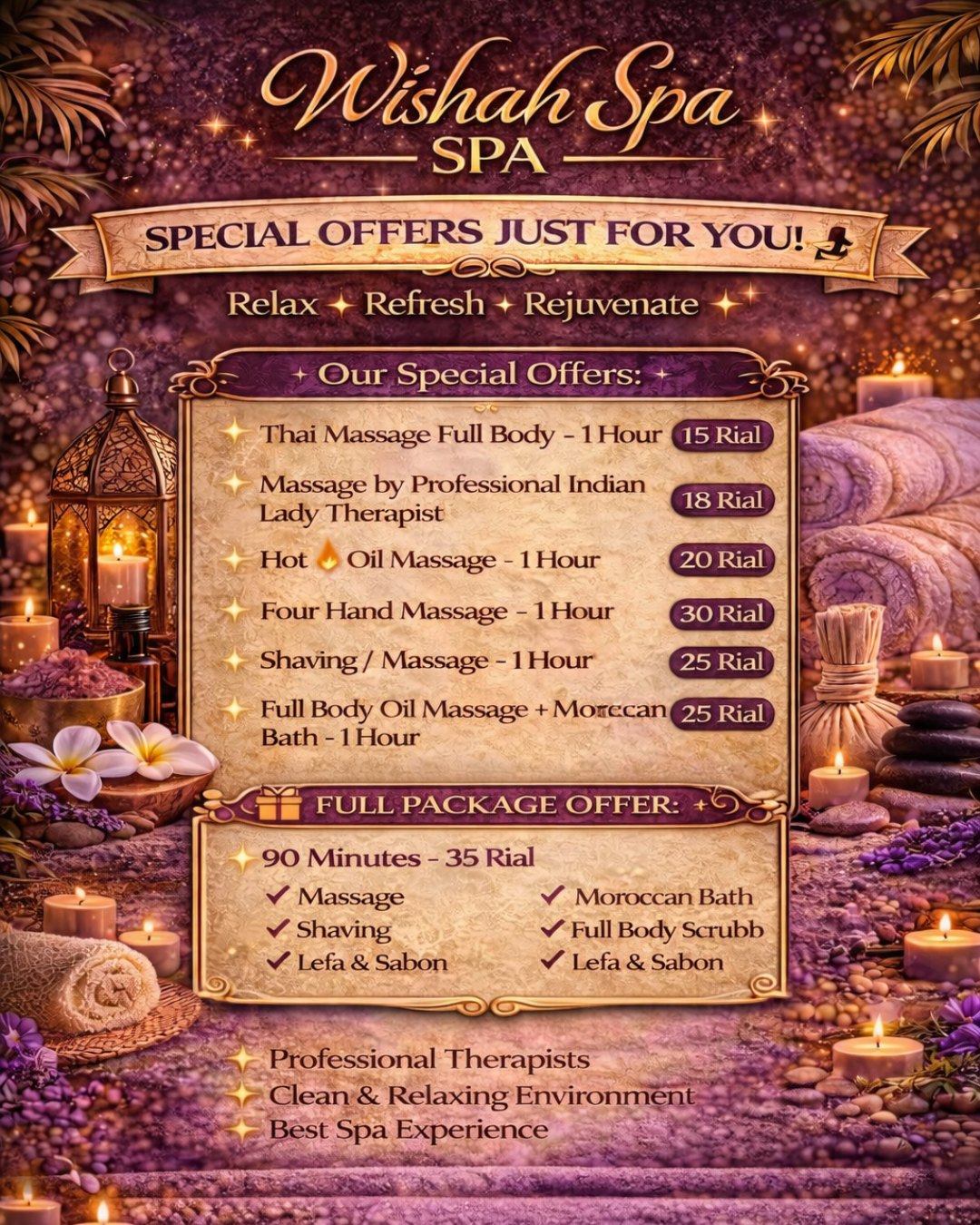 Wishah Spa Sahara Hotel Facebook ad: WISHAH SPA, SPECIAL OFFERS JUST FOR YOU!