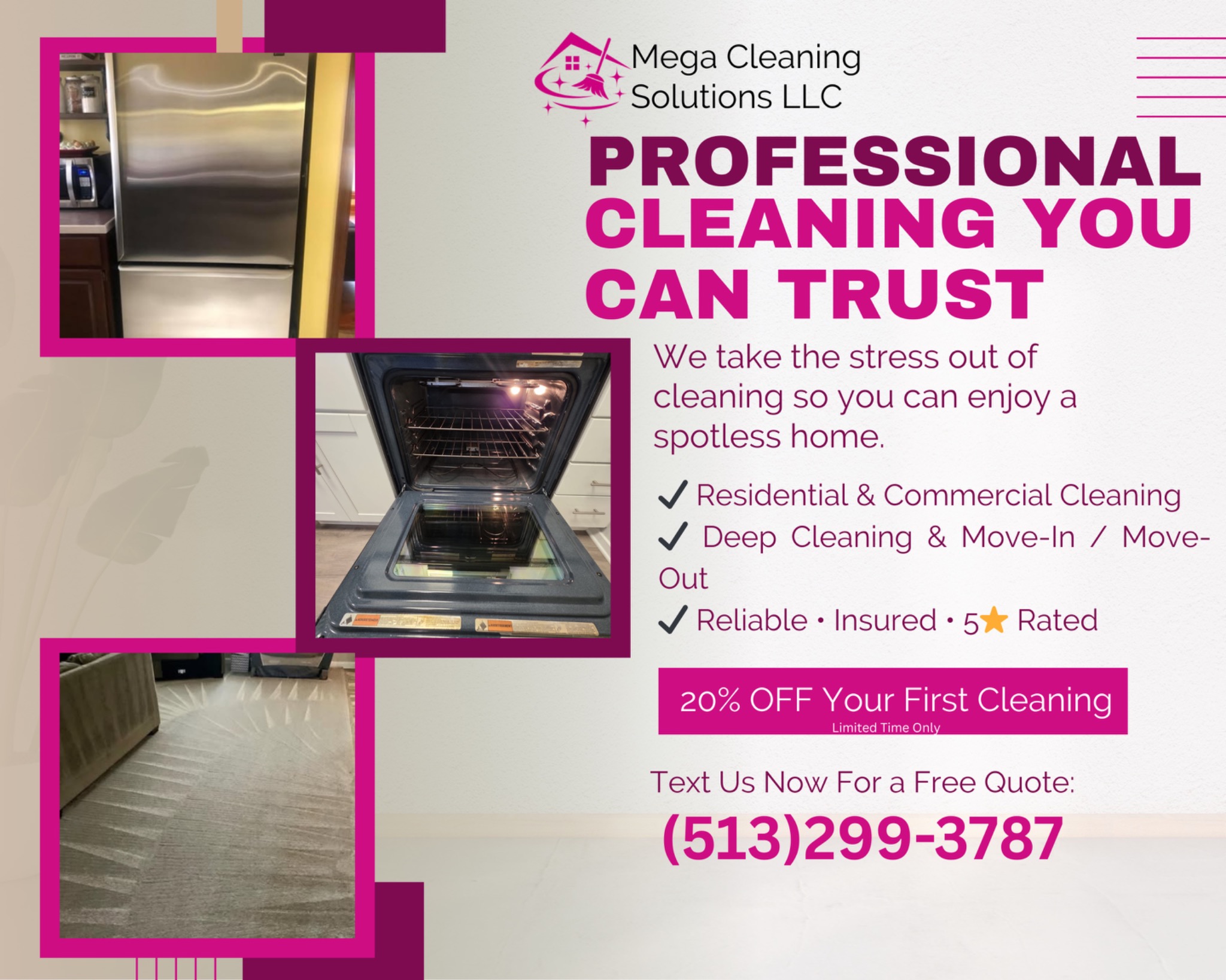 Mega Cleaning Solutions LLC Facebook ad: Mason, West Chester, Monroe, Liberty Township and…