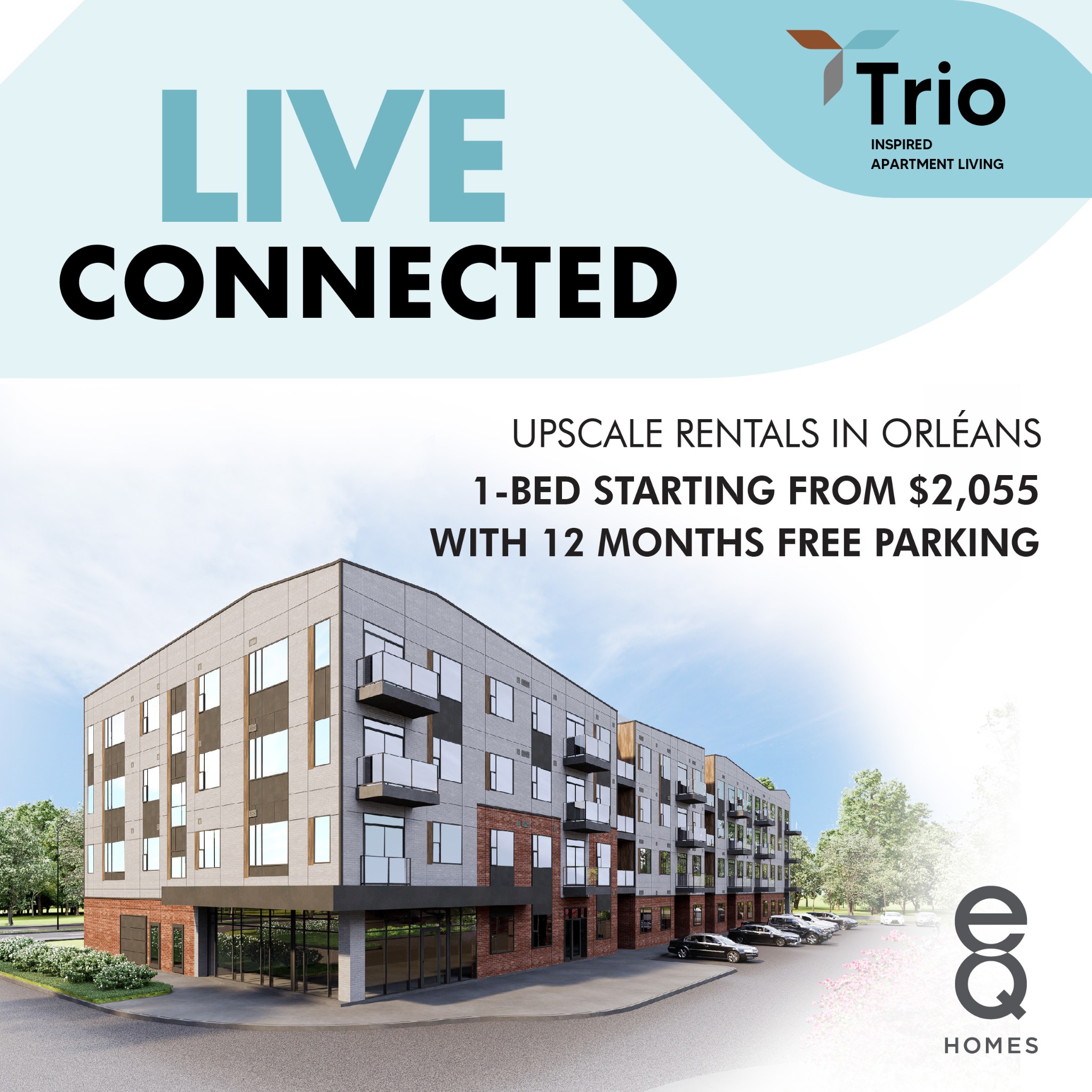 TRIO- Orleans Apartments Facebook ad: Live upscale at TRIO by eQ Homes in…