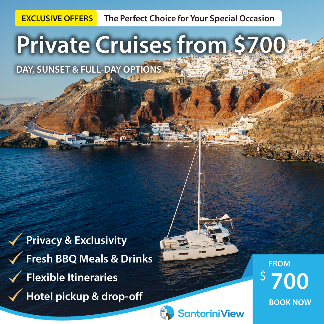 Santorini View Facebook ad: Exclusive Private Boat Tours in Santorini