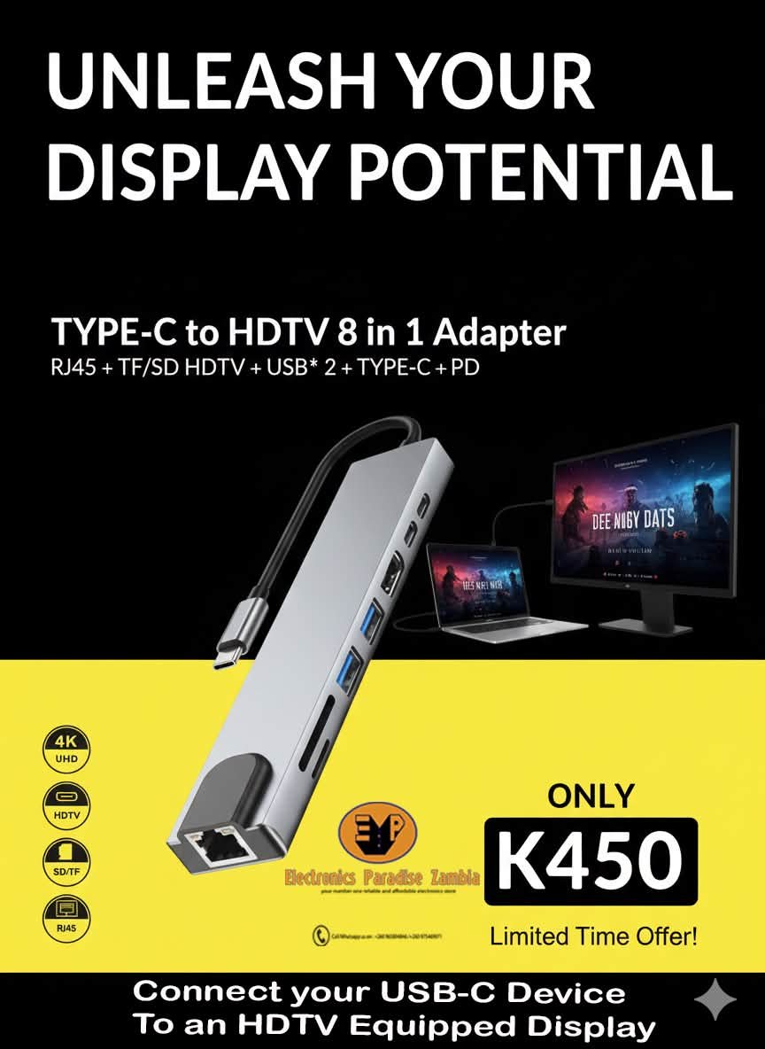 Electronics Paradise Zambia Facebook ad: ONE STOP SHOP FOR ALL YOUR NECESSARY GADGETS!