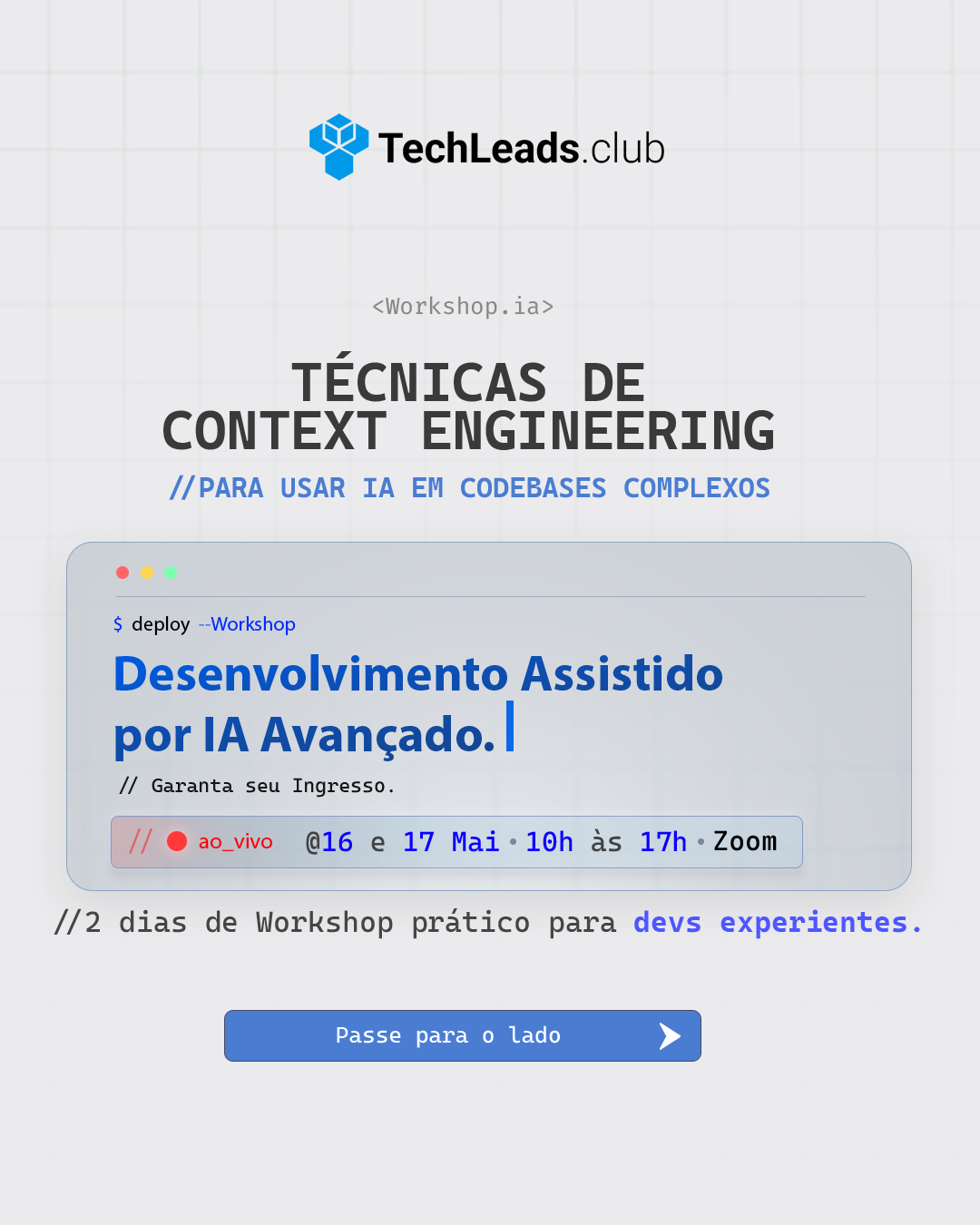 Tech Leads club Facebook ad: O que separa quem briga com a IA…