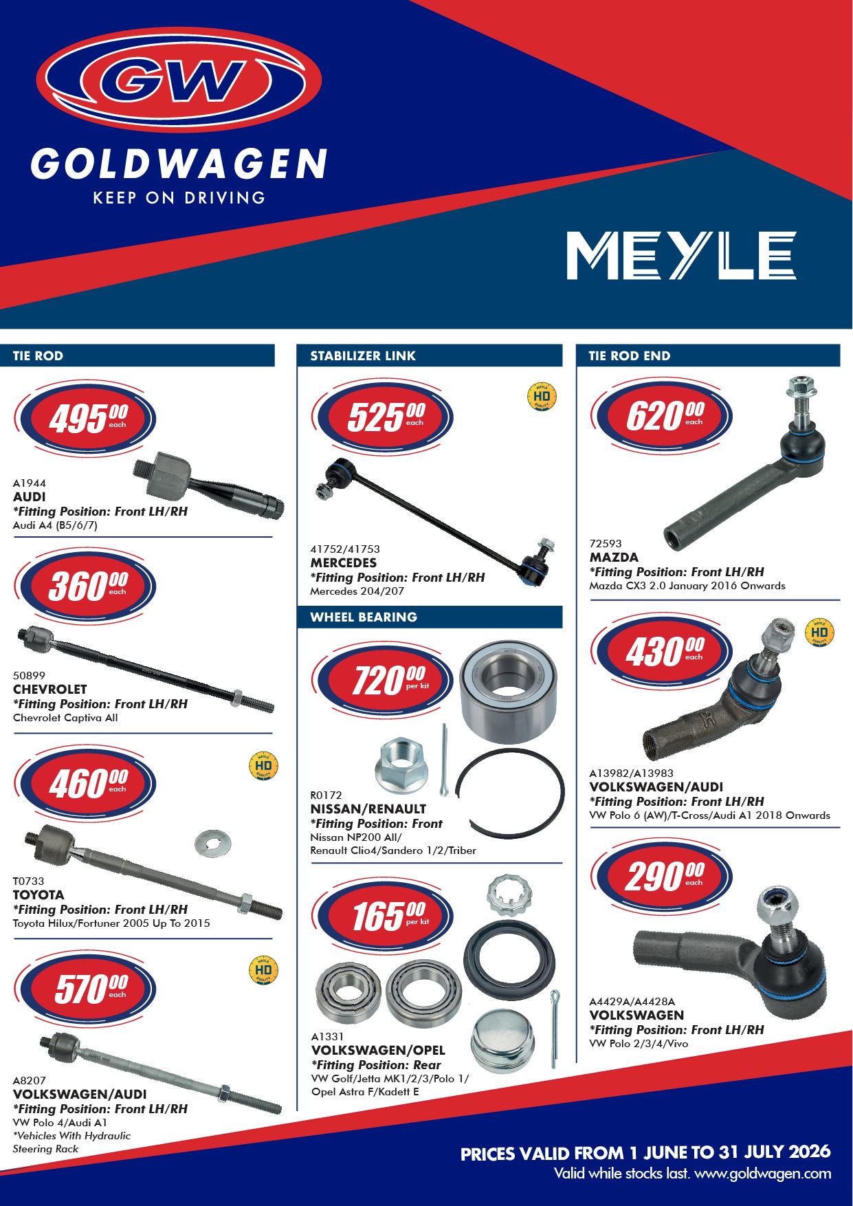 Goldwagen Carletonville Facebook ad: Our June - July 2026 specials are here!