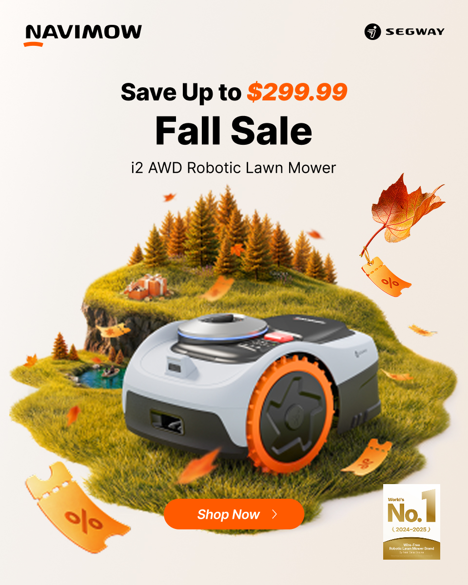 Segway Navimow Facebook ad: Fall Sale: Save Up to $299.99 On i2 AWD