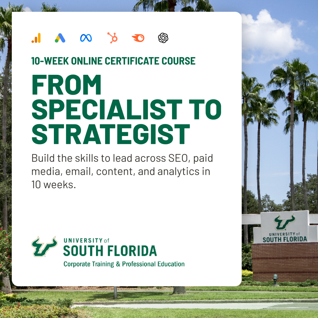 USF Corporate Training and Professional Education Online Certificates Facebook ad
