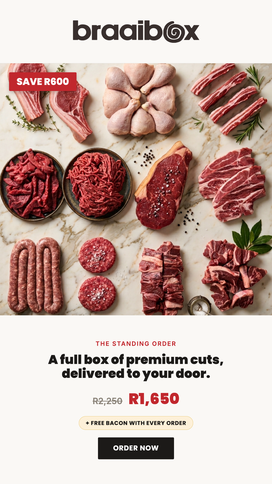 BraaiBox Facebook ad: Save R600 on premium meat. R1,650.