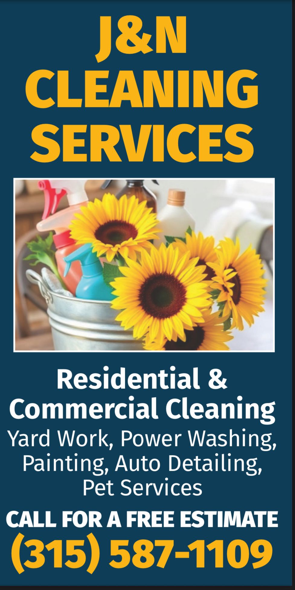 J&N Cleaning services Facebook ad: Cleaning residential/commercial, pet, auto detailing…