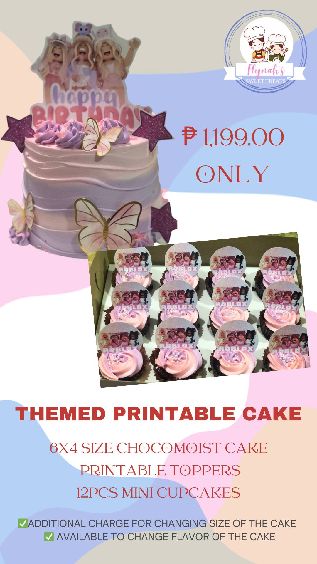 Elynah's Sweet Treats Facebook ad: ELYNAHS SWEET TREATS CAKES