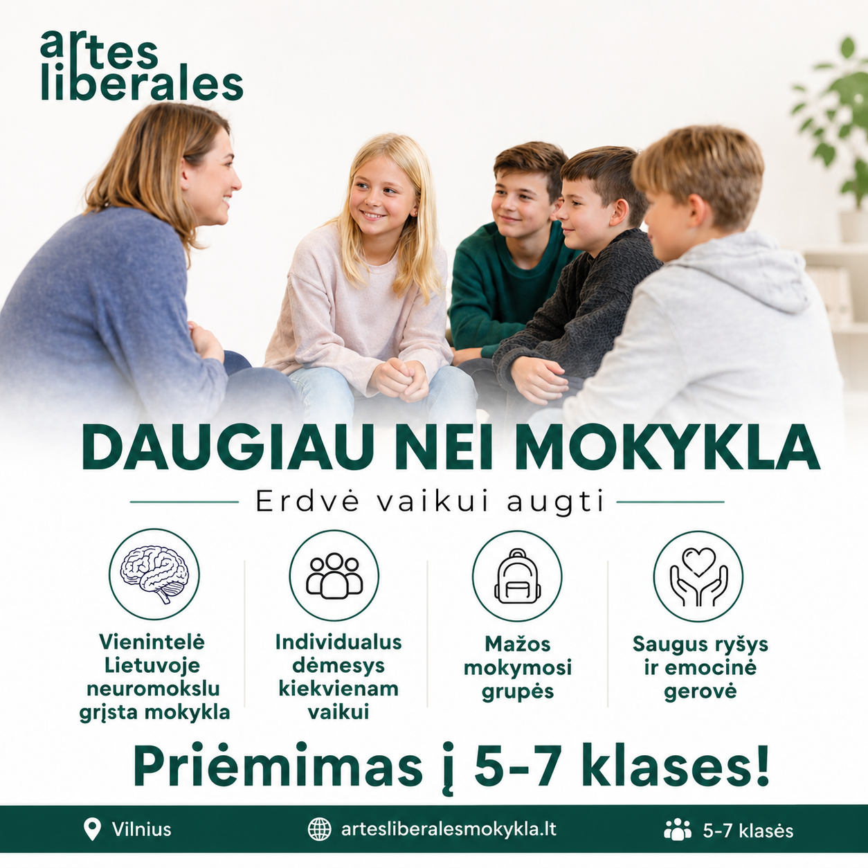 Artes Liberales mokykla Facebook ad: Priėmimas į 5-7 klases
