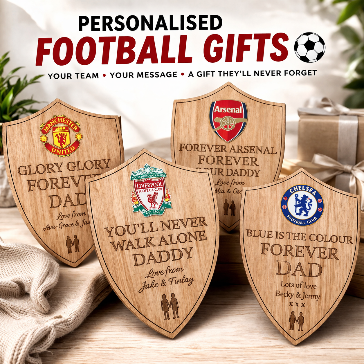 Crafting Around Personalised Gifts Facebook ad: Personalised Football Plaques