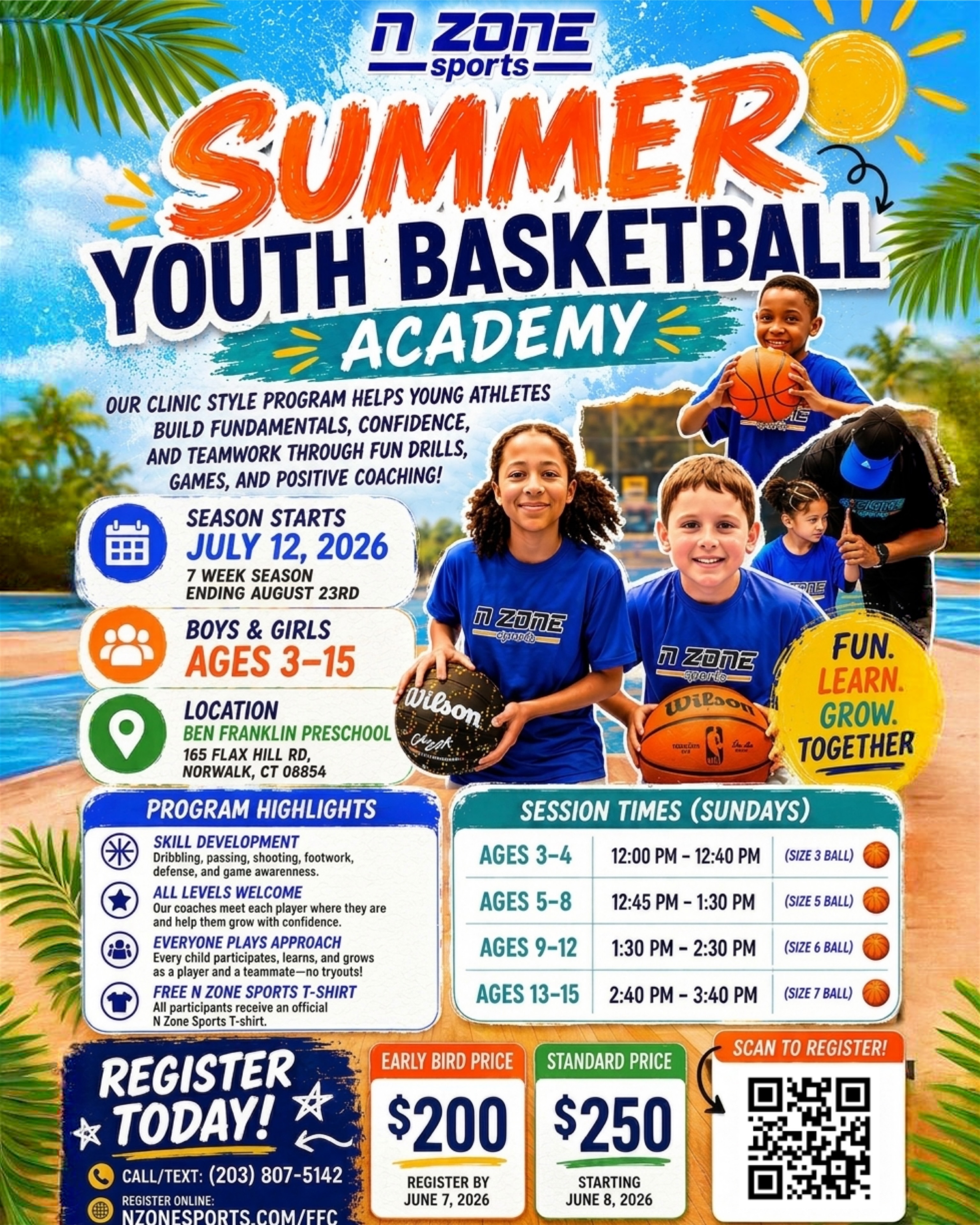 N Zone Sports Fairfield County Facebook ad: Summer 2026 - Youth Basketball Academy