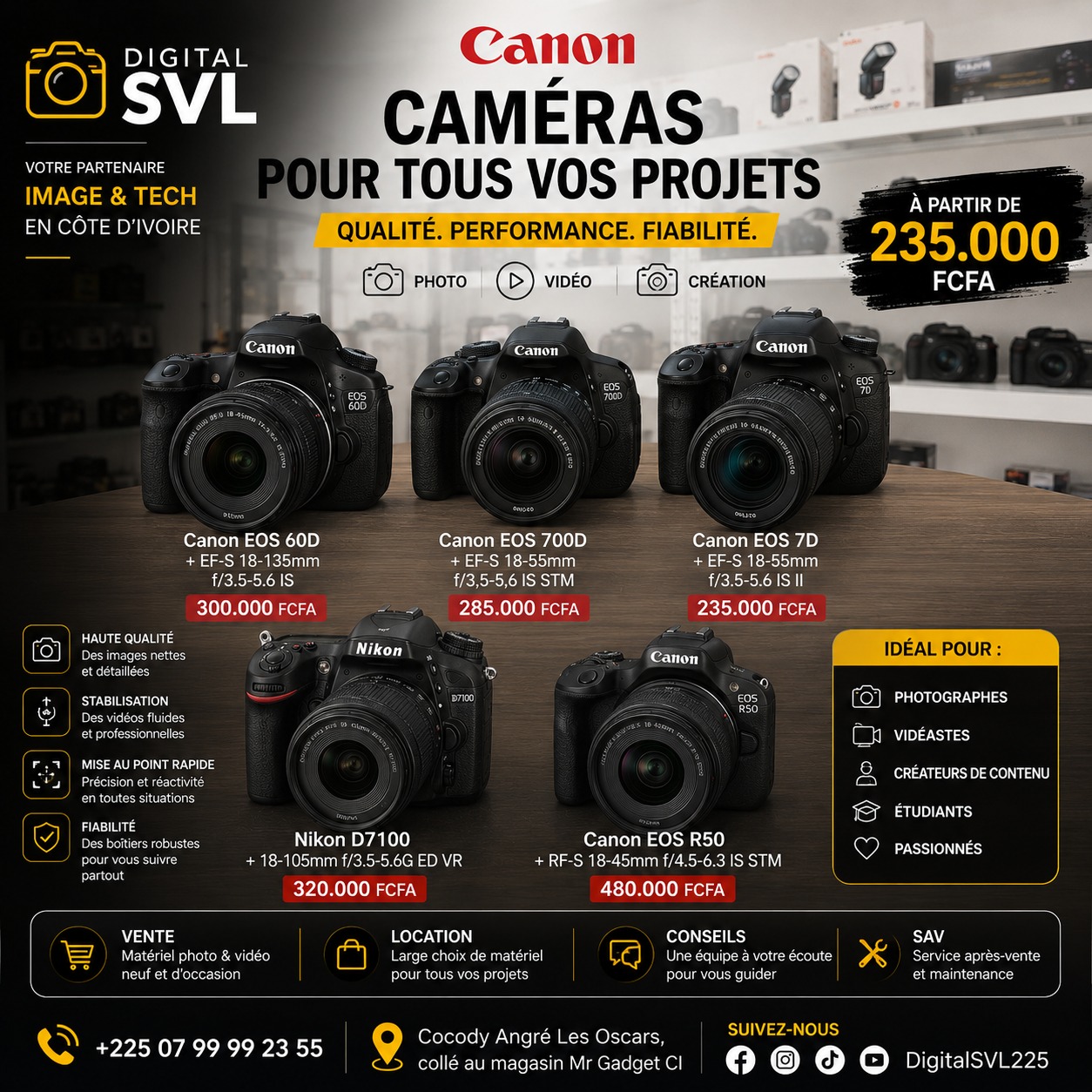 Digital SVL 225 Facebook ad: Votre prochain appareil photo vous attend chez Digital…