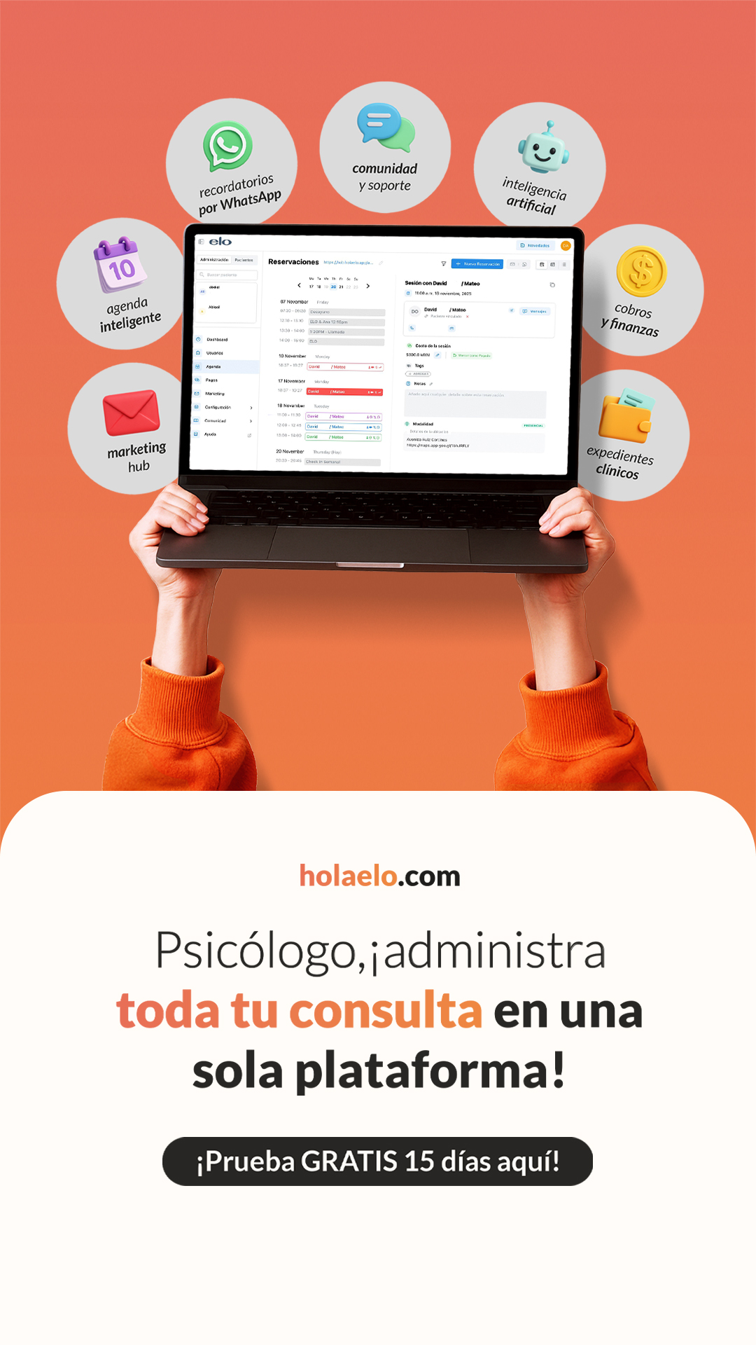 ELO Business HUB Facebook ad: Simplifica tu consulta hoy.