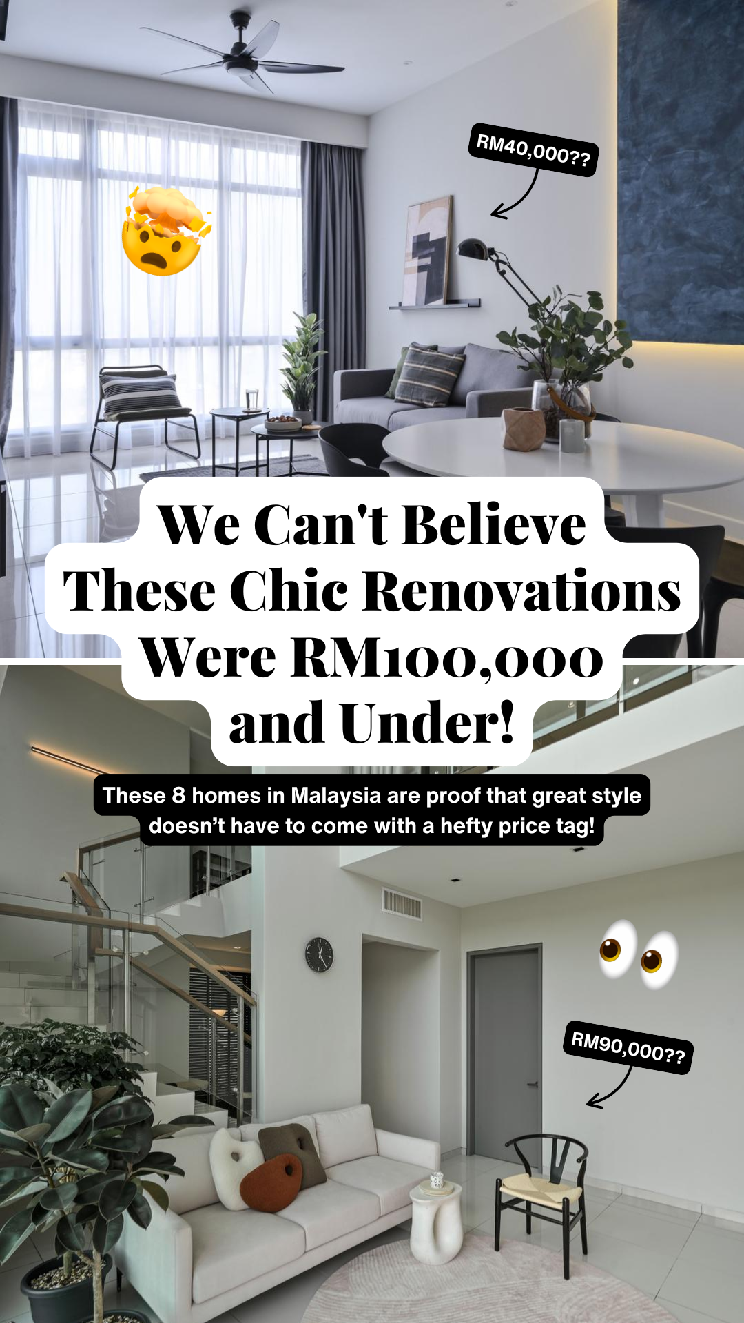 Qanvast - Interior Design Ideas Facebook ad: We Can't Believe These Chic Renovations Were RM100,000 and…