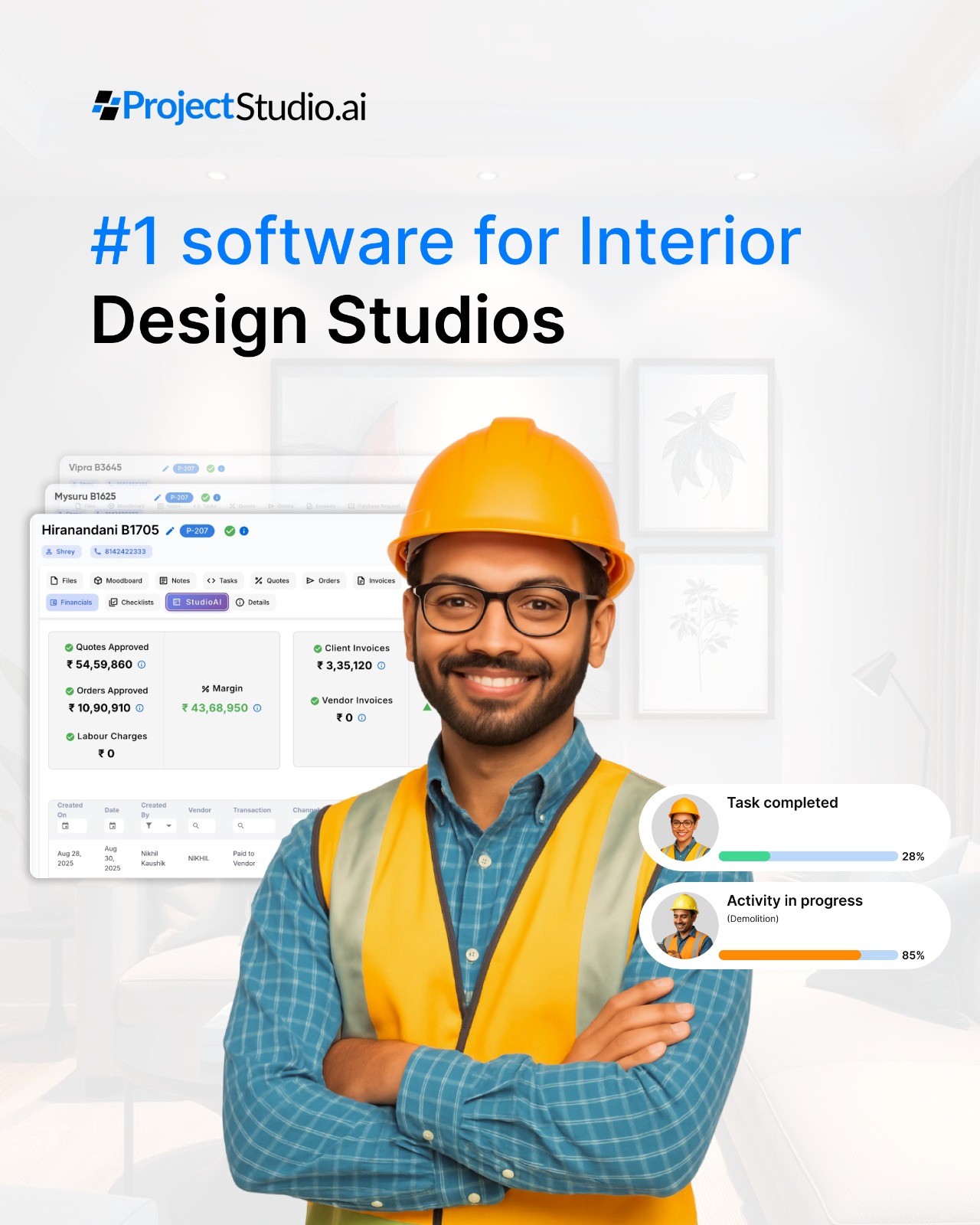ProjectStudio.ai Facebook ad: Trusted by 500+ Studios