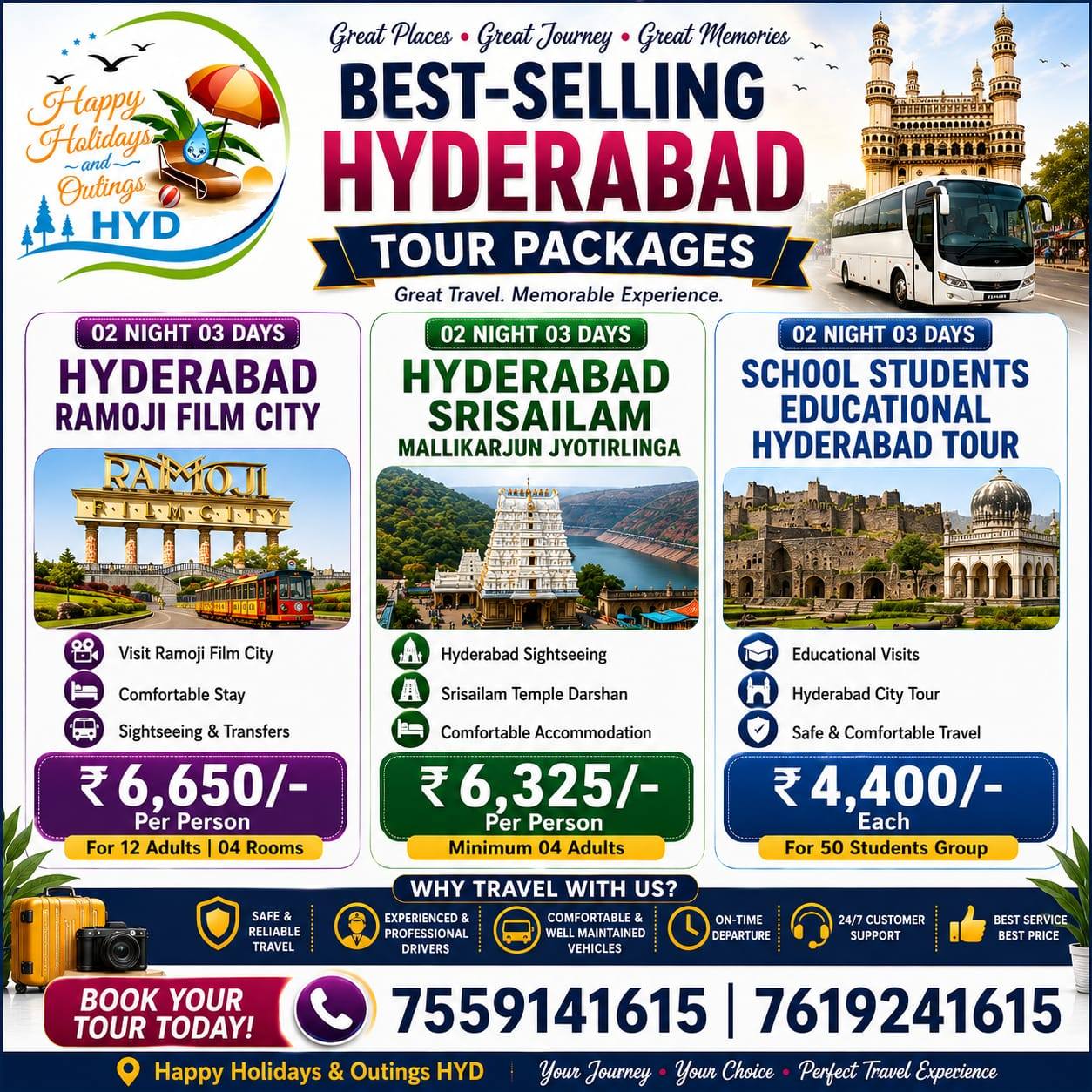 Happy holidays and outings hyd Facebook ad: Chat with us