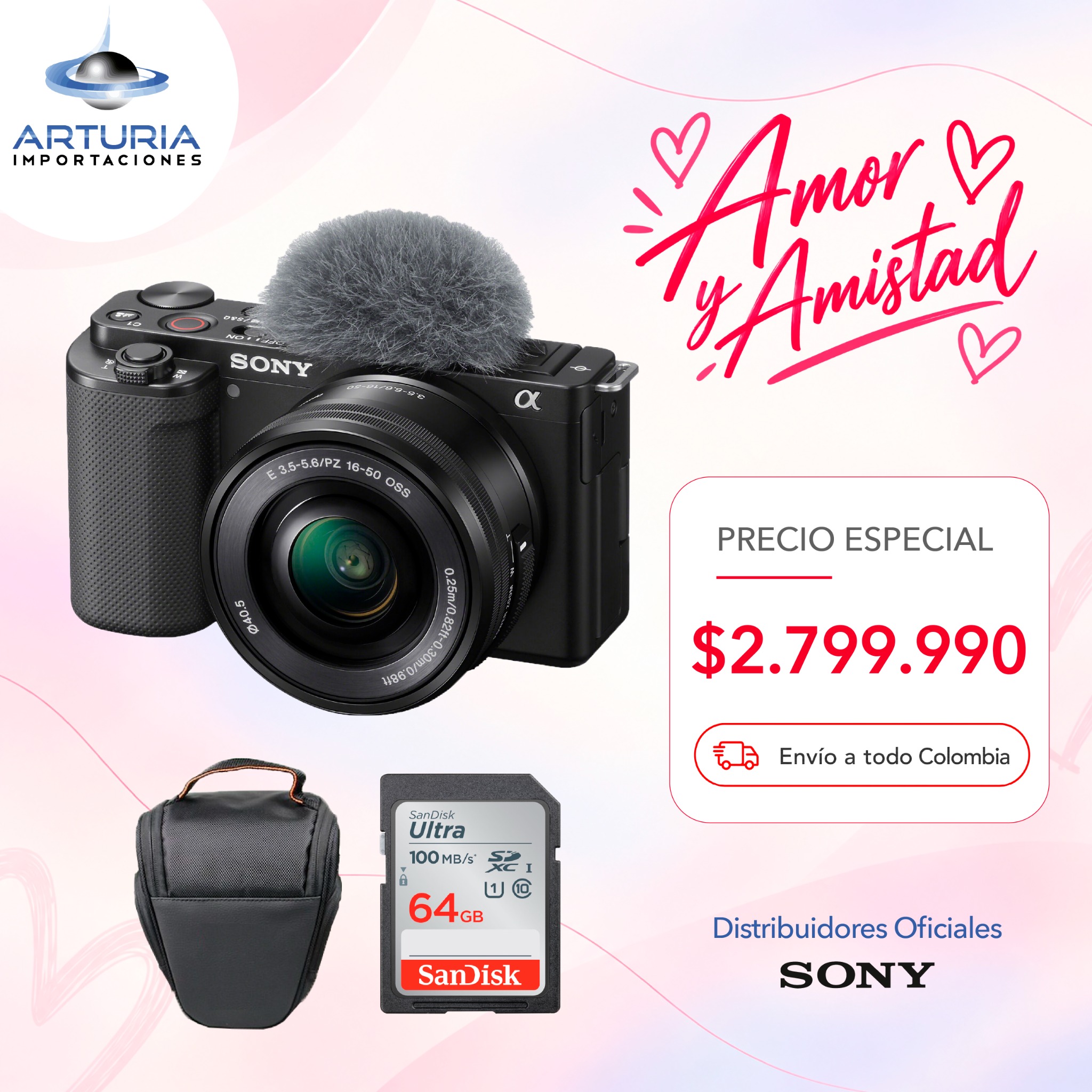 Importaciones Arturia Colombia Facebook ad: Cámara Sony ZV-E10 4K Mirrorless + Lente 16-50mm f/3.5-5.6…