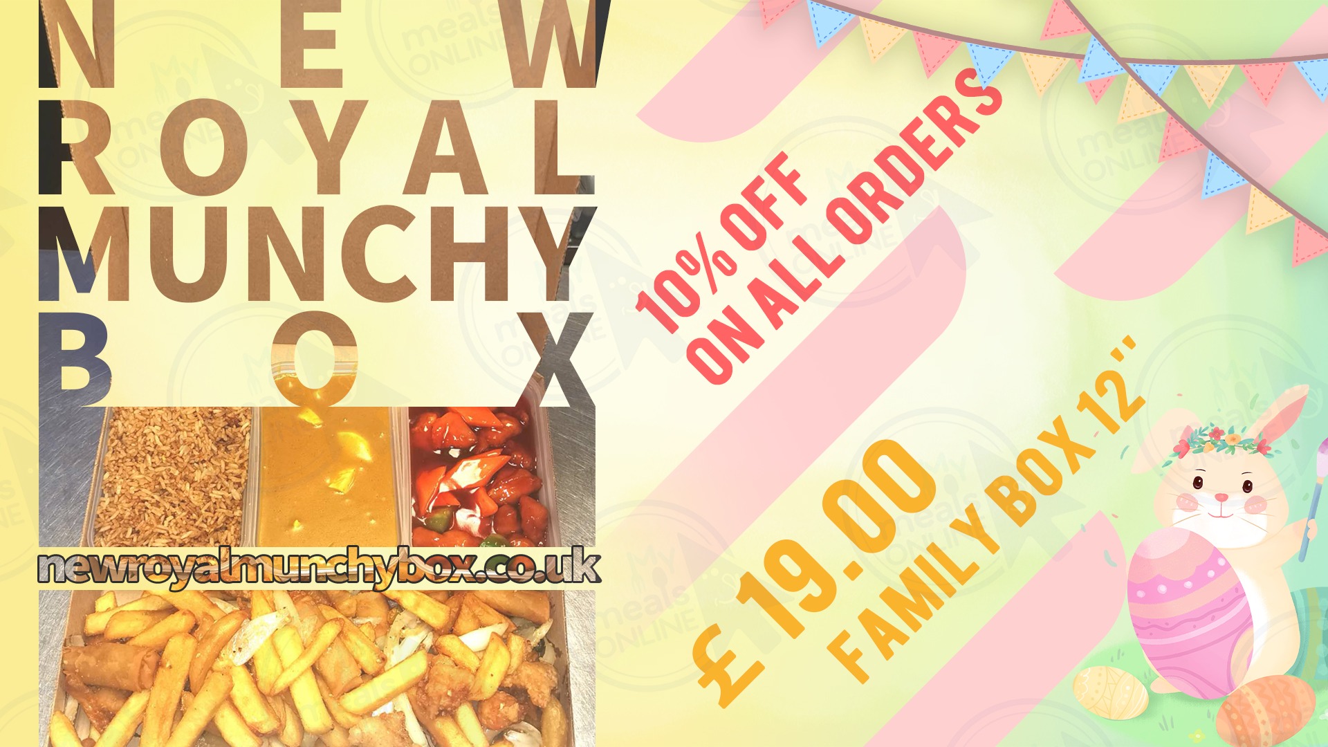 New Royal Munchy Box Chinese Takeaway Facebook ad: 10% off on all orders.