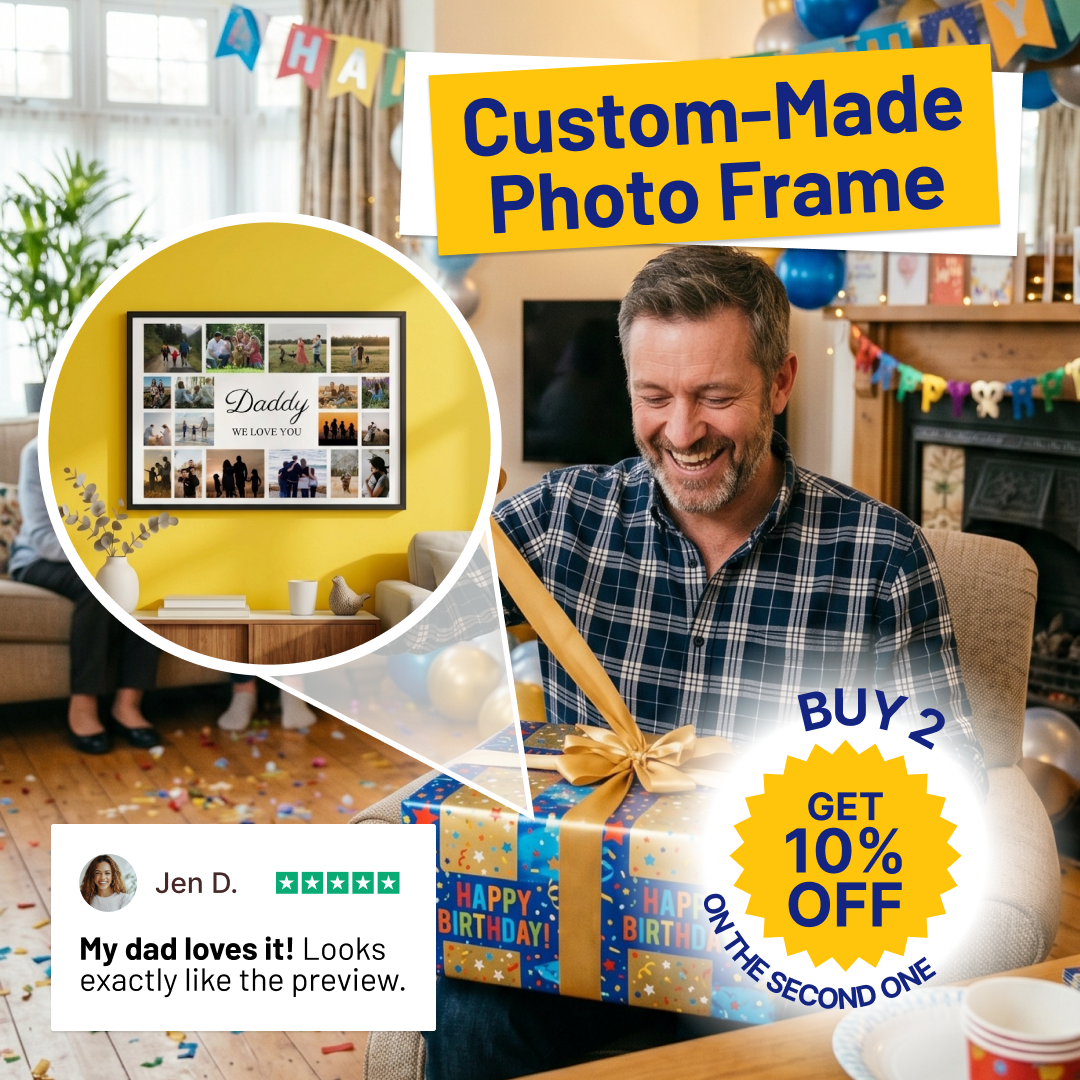 scottsy Facebook ad: Premium personalised gifts. From the UK