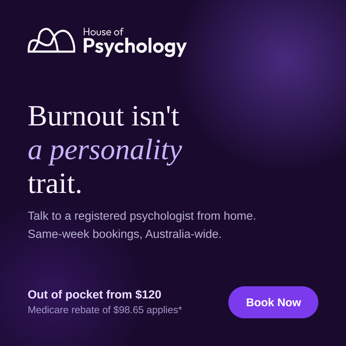 House of Psychology Facebook ad: Same-week online appointments