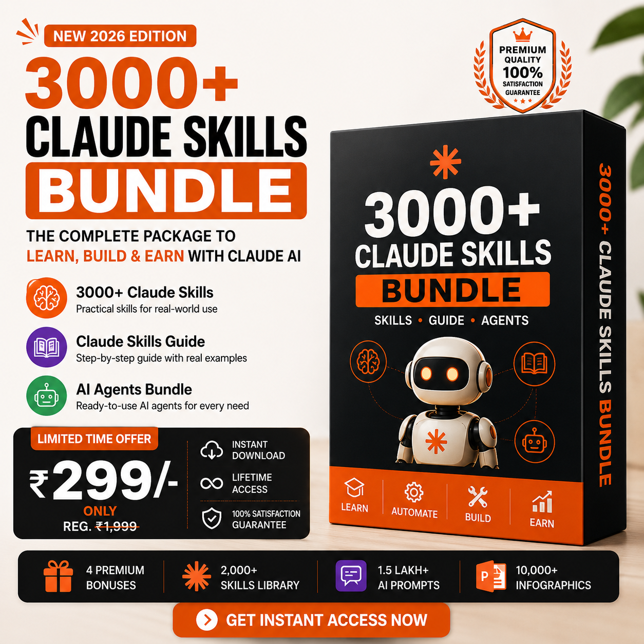 Varnexa Digital Facebook ad: 3000+ Claude Skills & Agents Pack @ ₹269