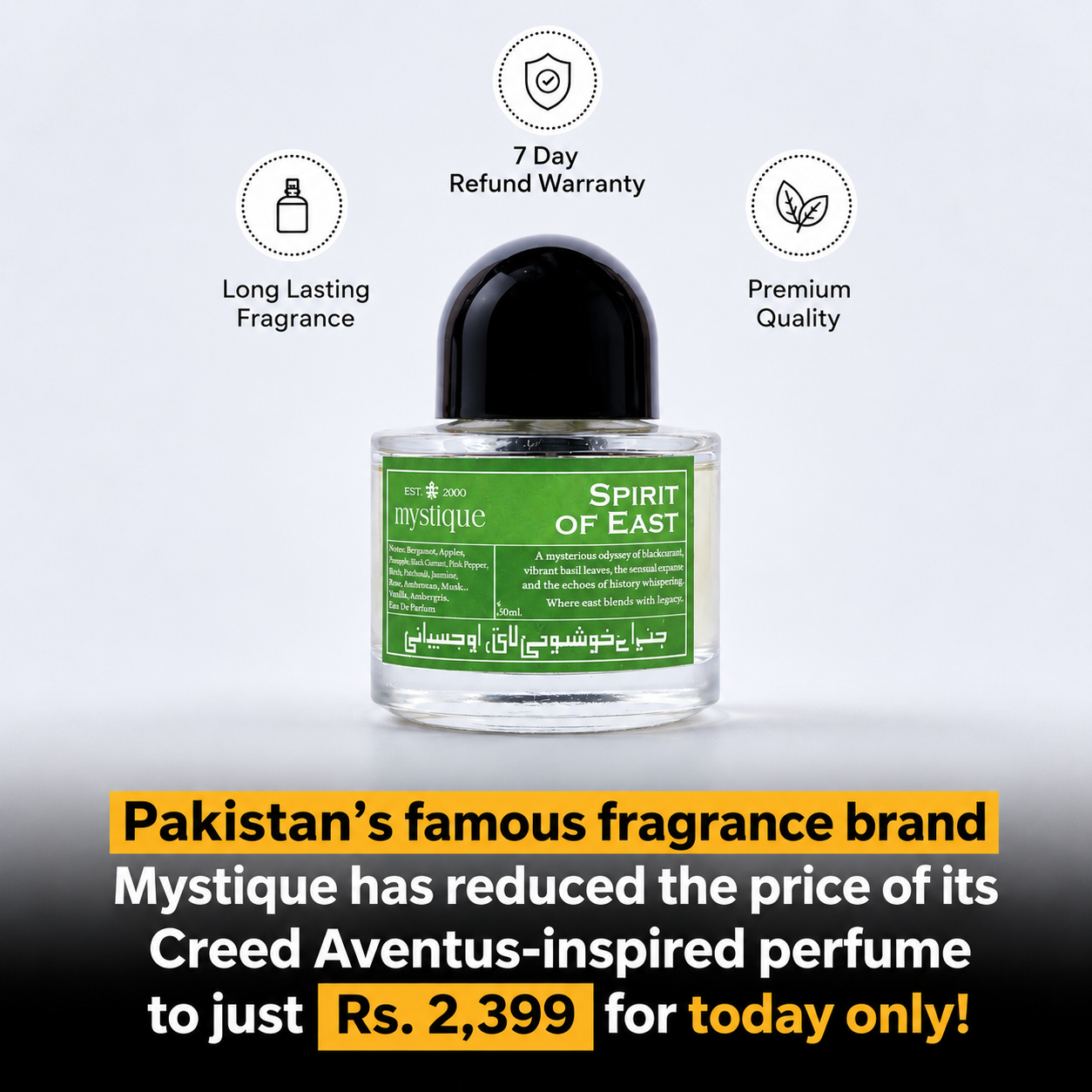 Mystique by HM Facebook ad: Long-Lasting Perfume