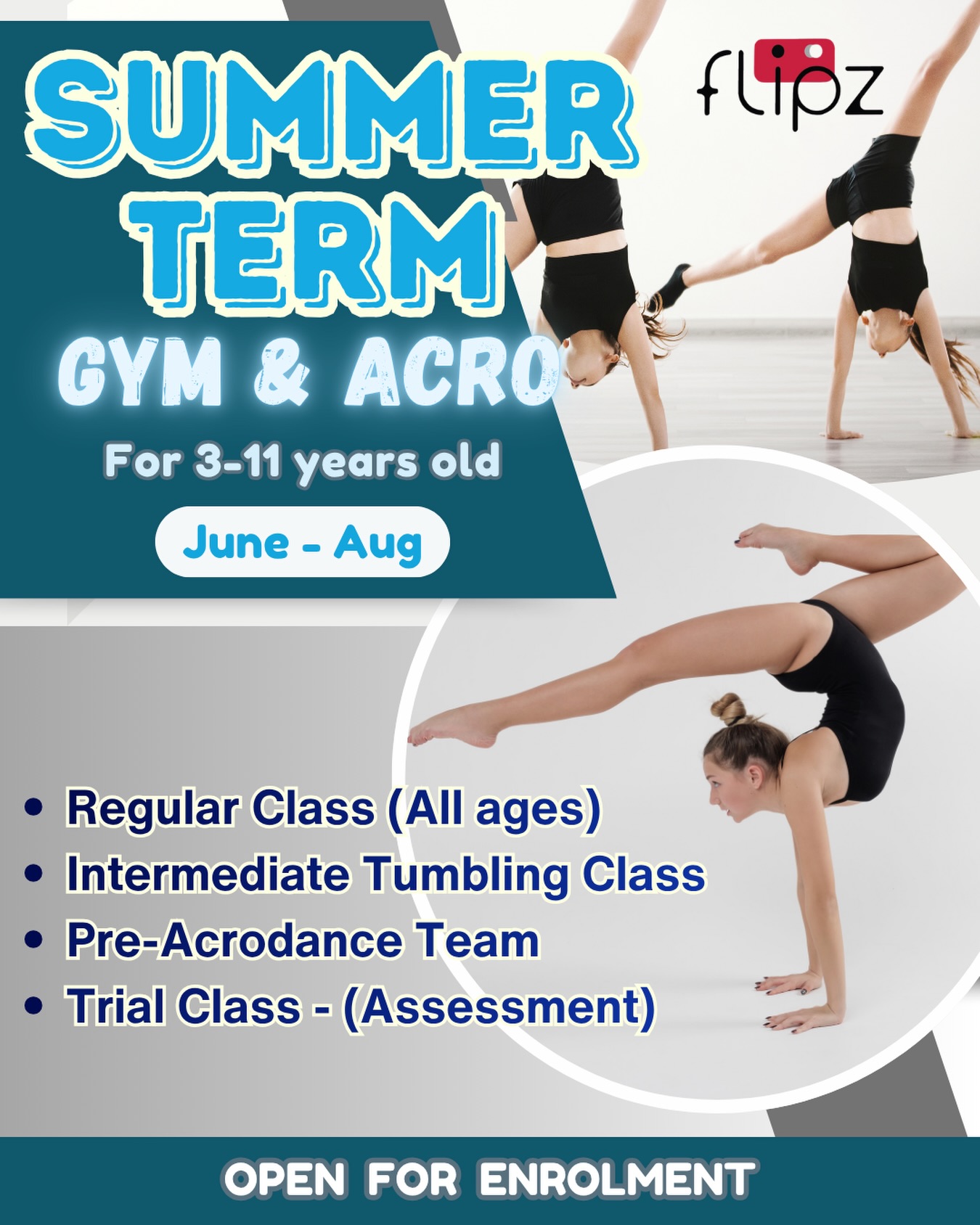 Flipz Studio Facebook ad: Summer Term 2026 (June - Aug) Enrolment