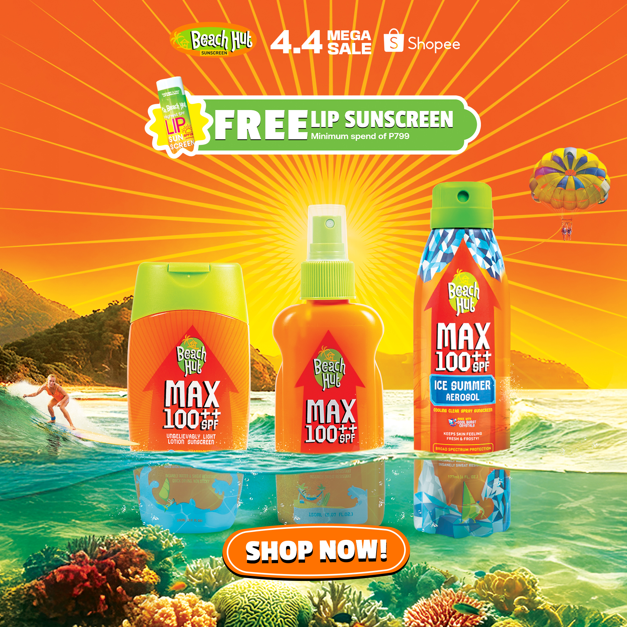 Beach Hut Sunblock Facebook ad