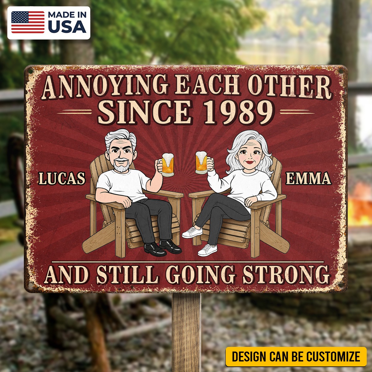 Pawfect House Global Facebook ad: This personalized metal sign celebrates the couple whose…