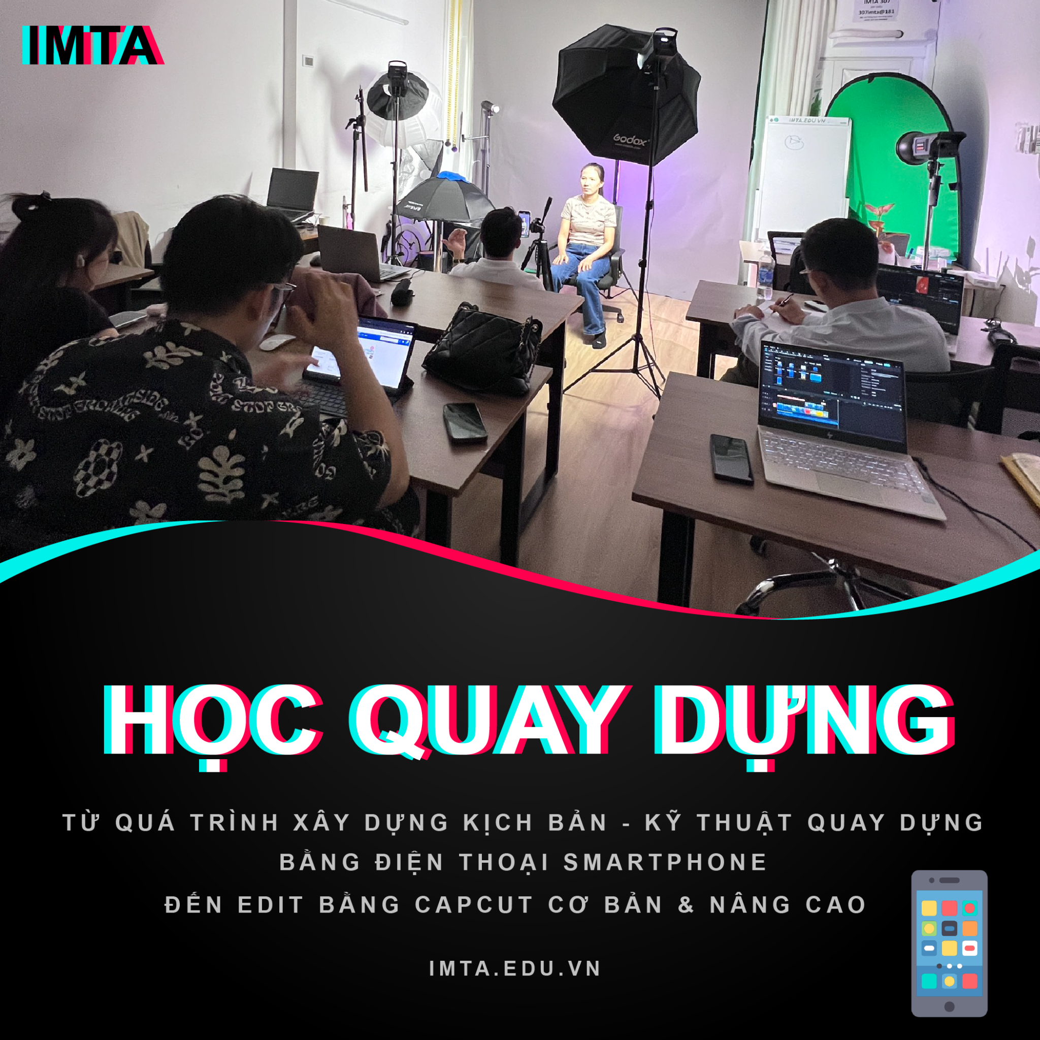 Digital Marketing IMTA Facebook ad: Đặt Chỗ Khóa Học Quay Dựng Video Bằng Điện Thoại