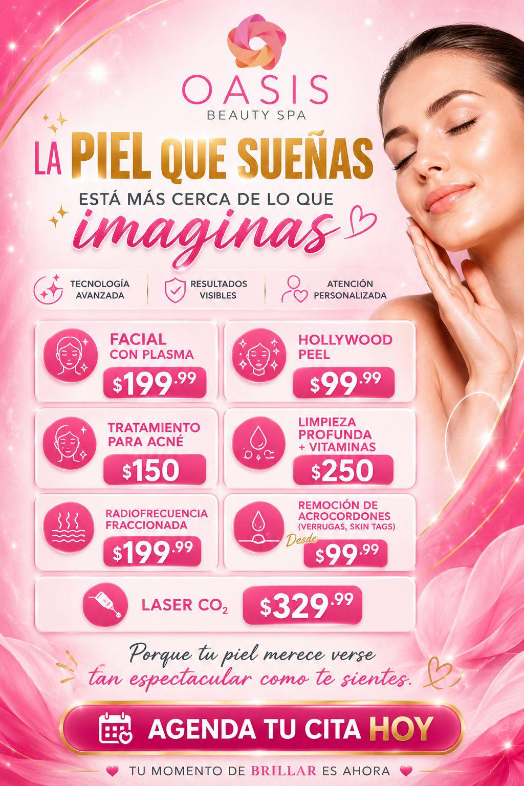 Oasis beauty spa Facebook ad: Piel Radiante