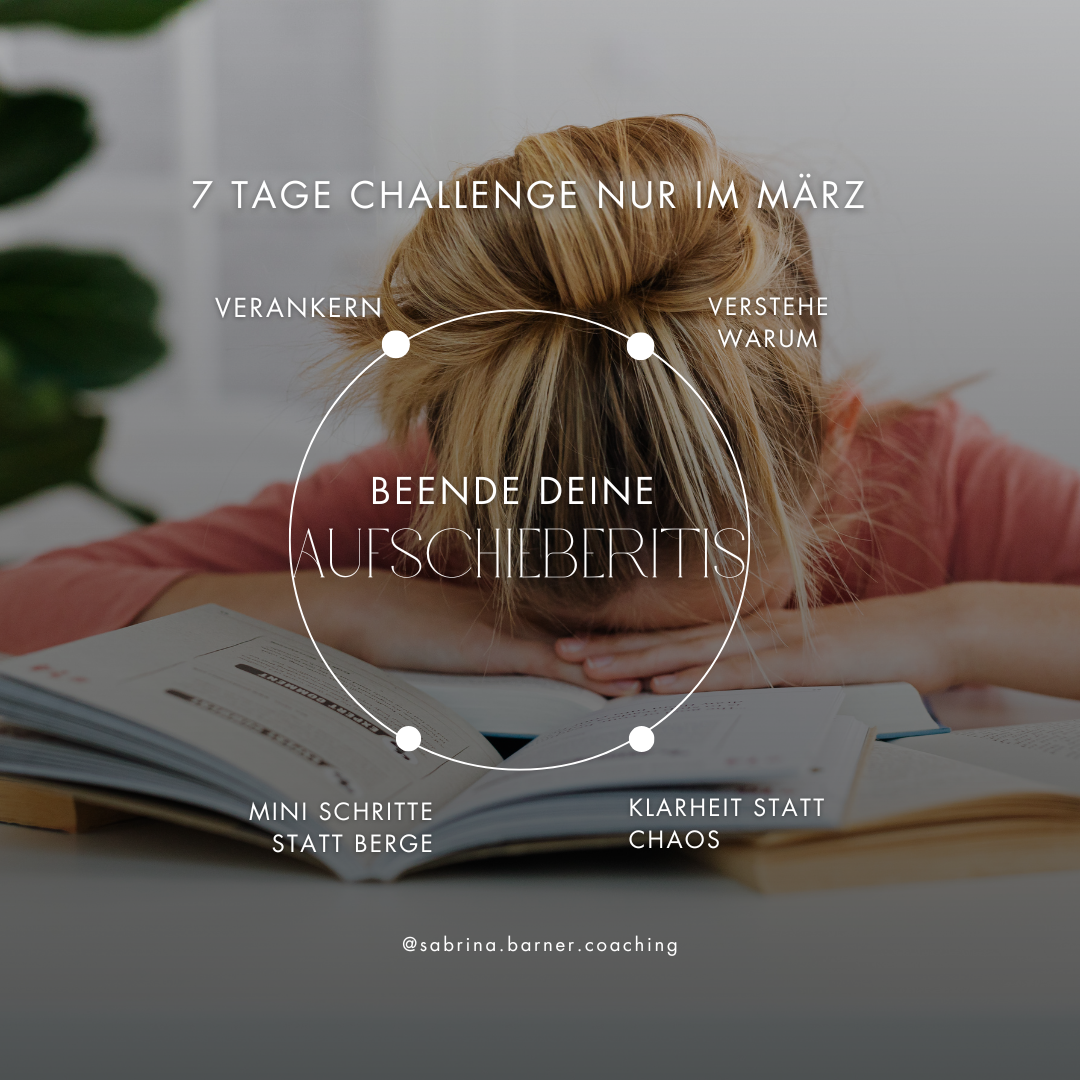 Sabrina Barner Life Coaching Facebook ad: Beende Aufschieberitis.