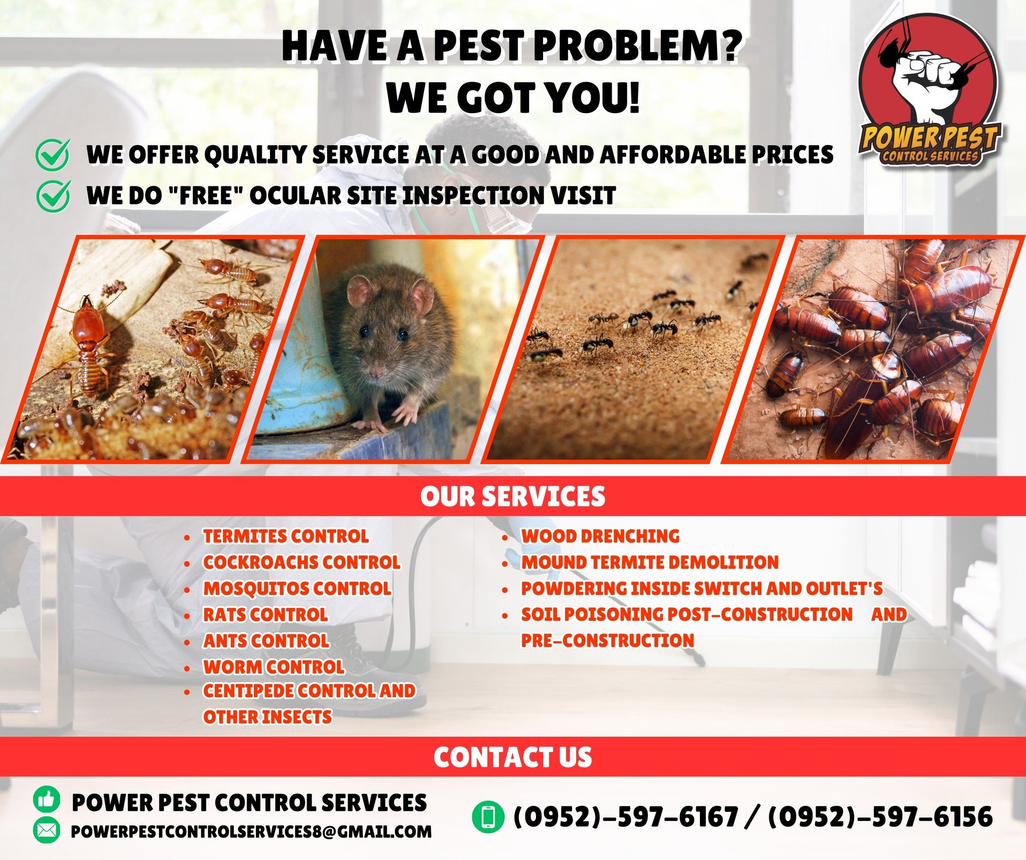 Power PEST Control Services Facebook ad: Free Inspection!