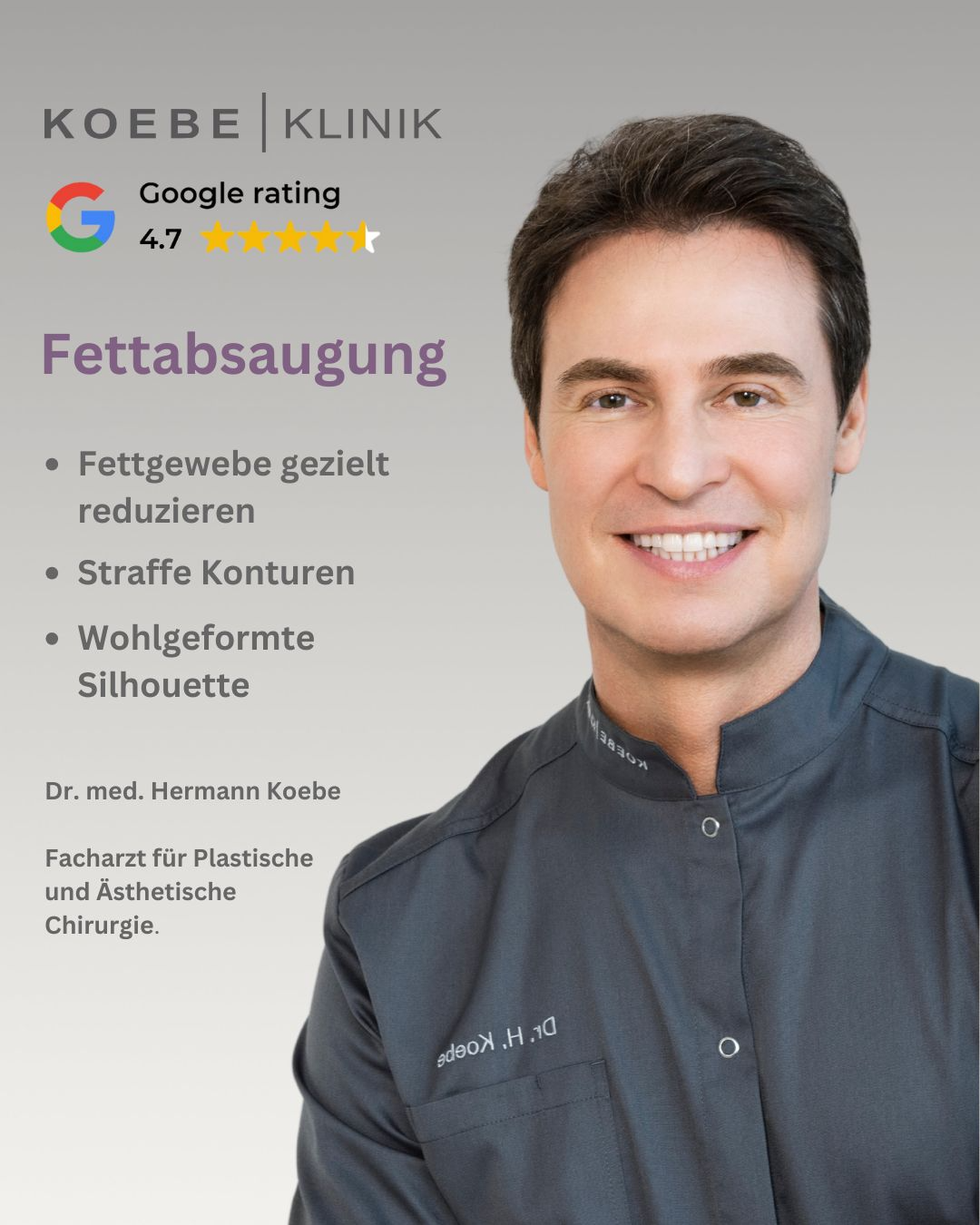 Koebe Klinik - Plastische und Ästhetische Chirurgie Facebook ad: Fettabsaugung mit Erfahrung und Präzision