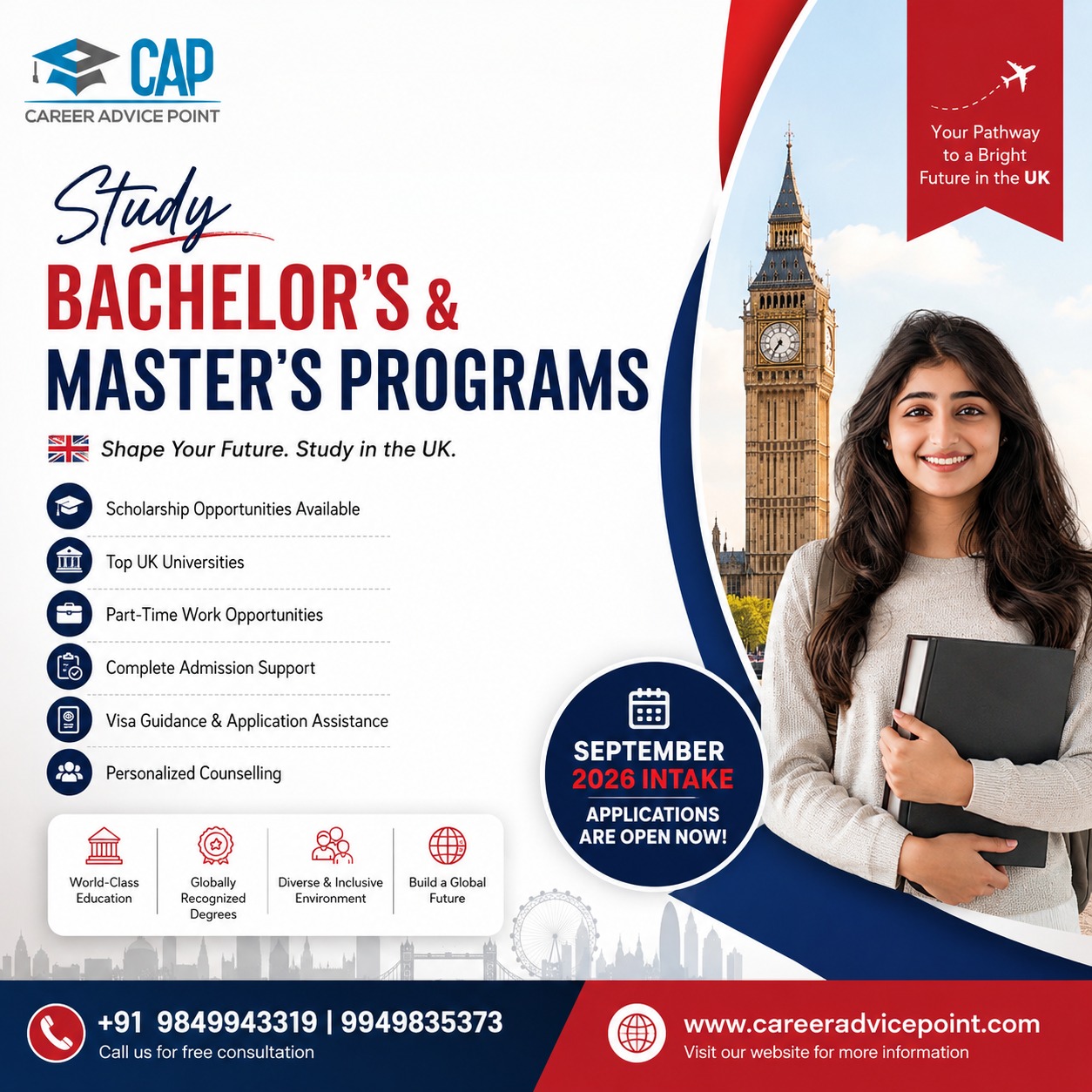 CAP Global Education Facebook ad: Study Abroad After 12th, Apply Now