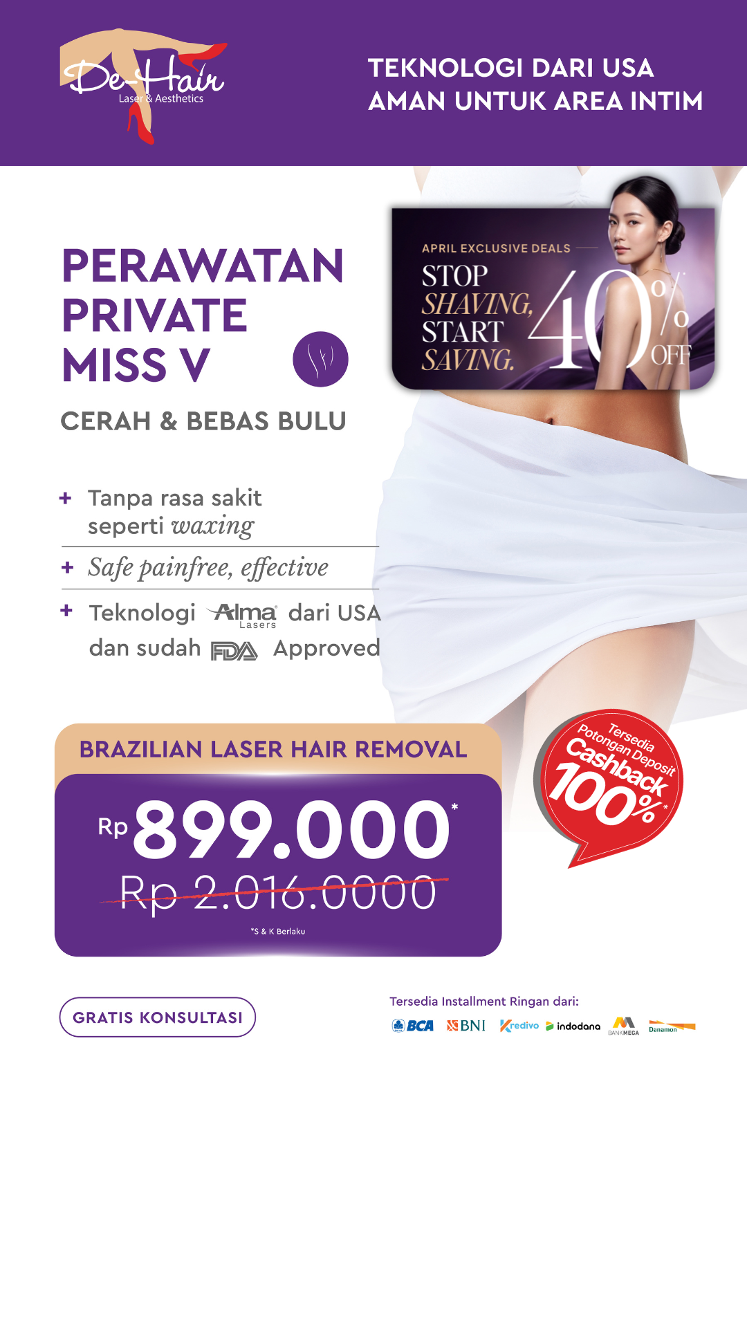 De-Hair Laser Hair Removal Facebook ad