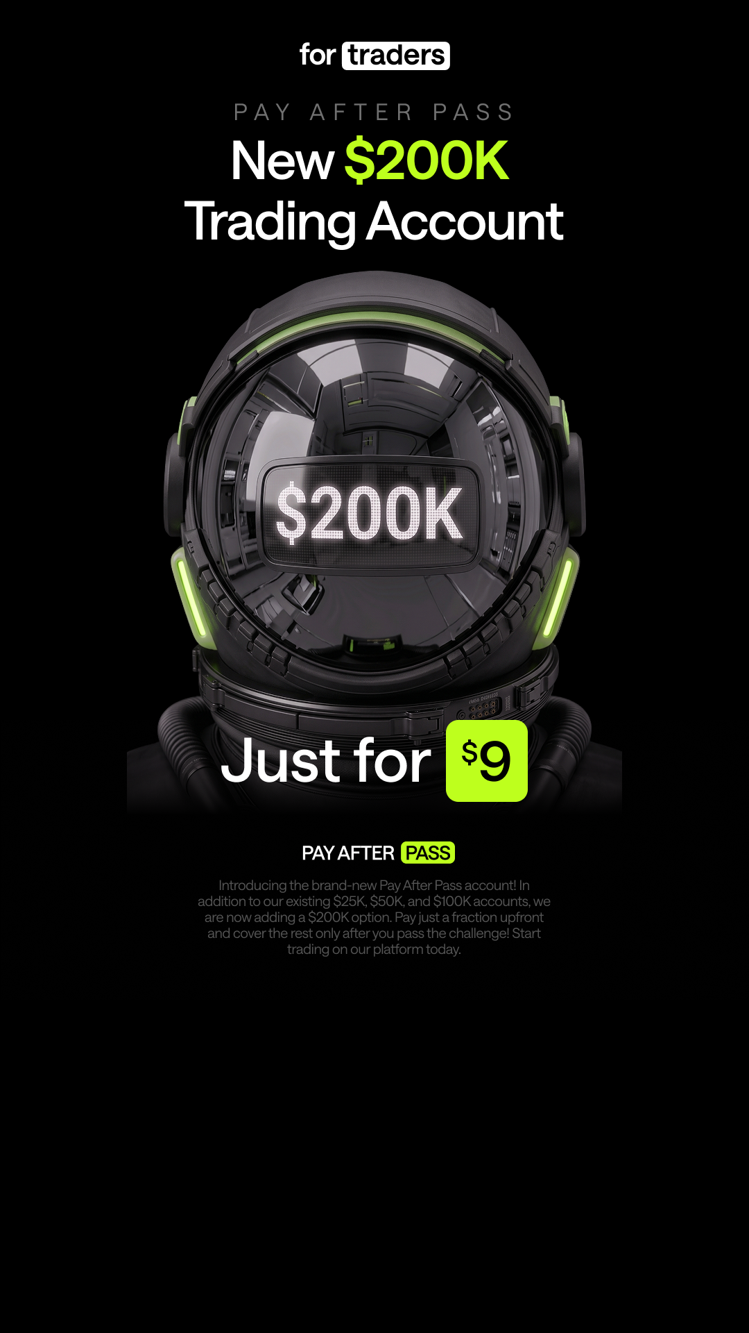 For Traders Global Facebook ad: Up to $200K Challenges