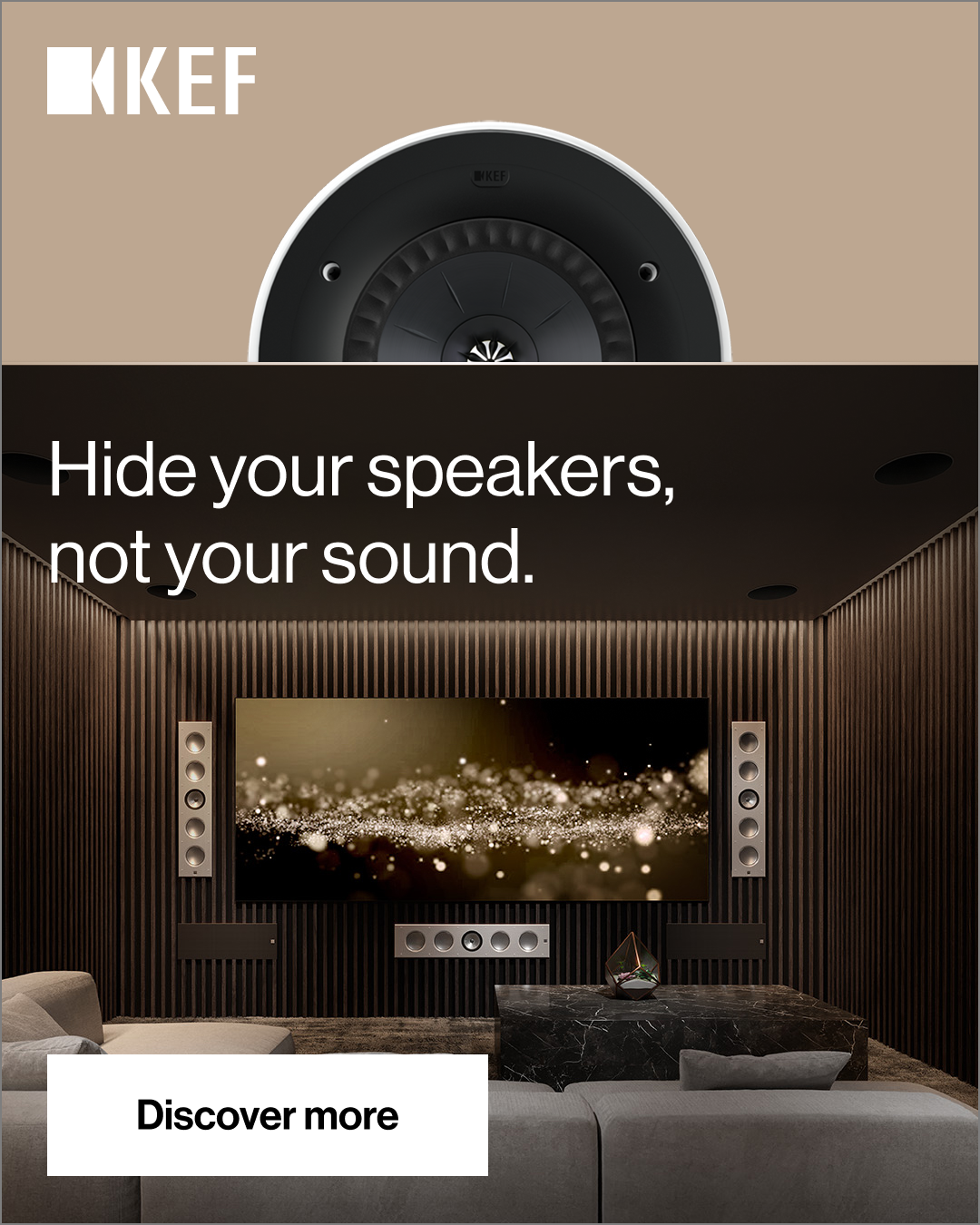 KEF Facebook ad: Hide your speakers,