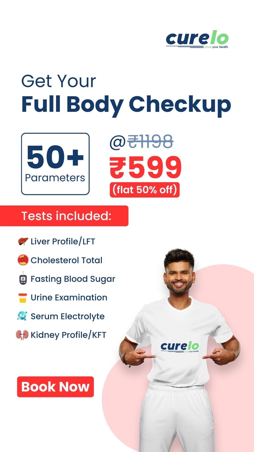 Curelo Facebook ad: Full Body Checkup @ ₹599