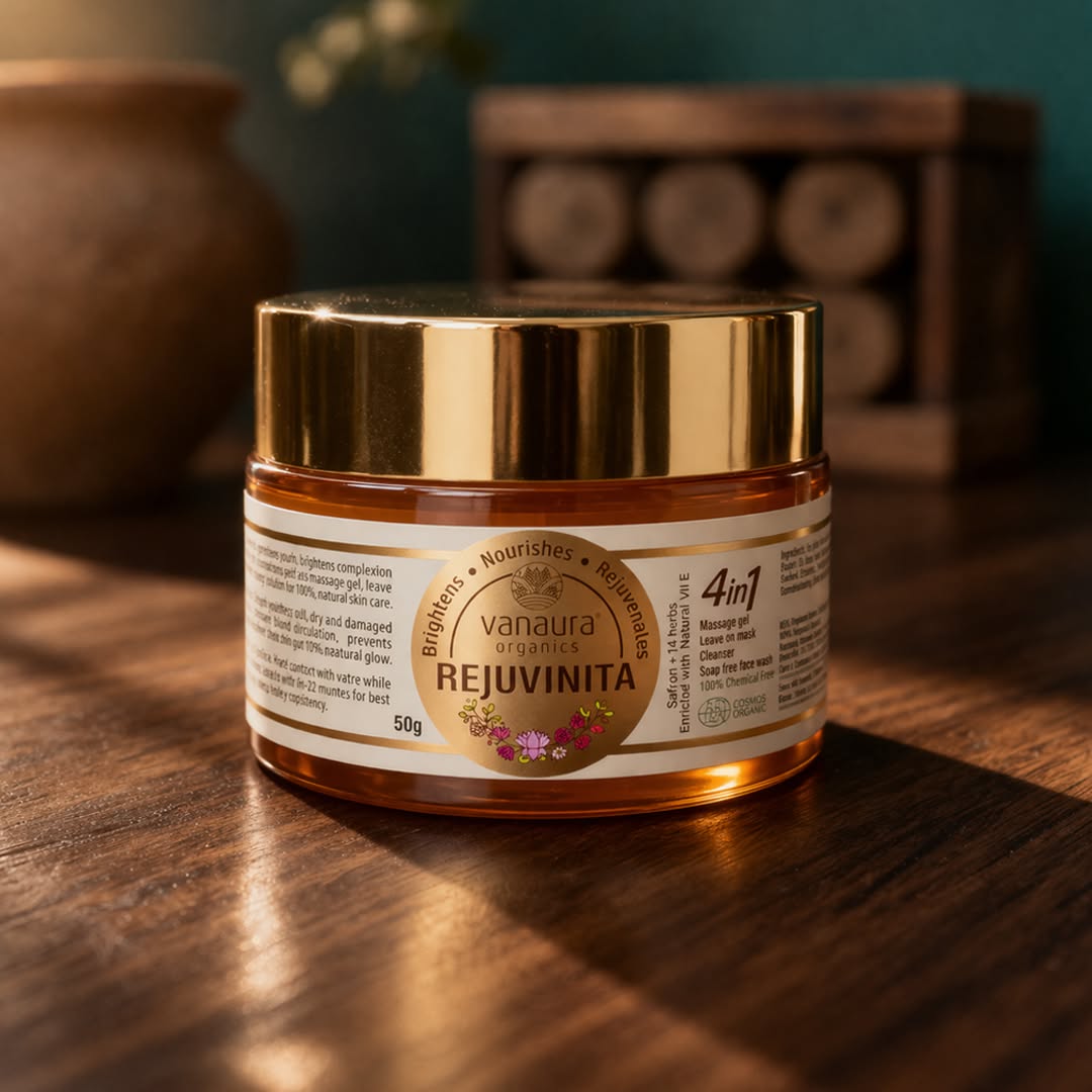Vanaura Organics - Ayurveda Inspired Organic Skin and Hair Care Facebook ad: Rejuvinita 4-in-1 Organic Gel