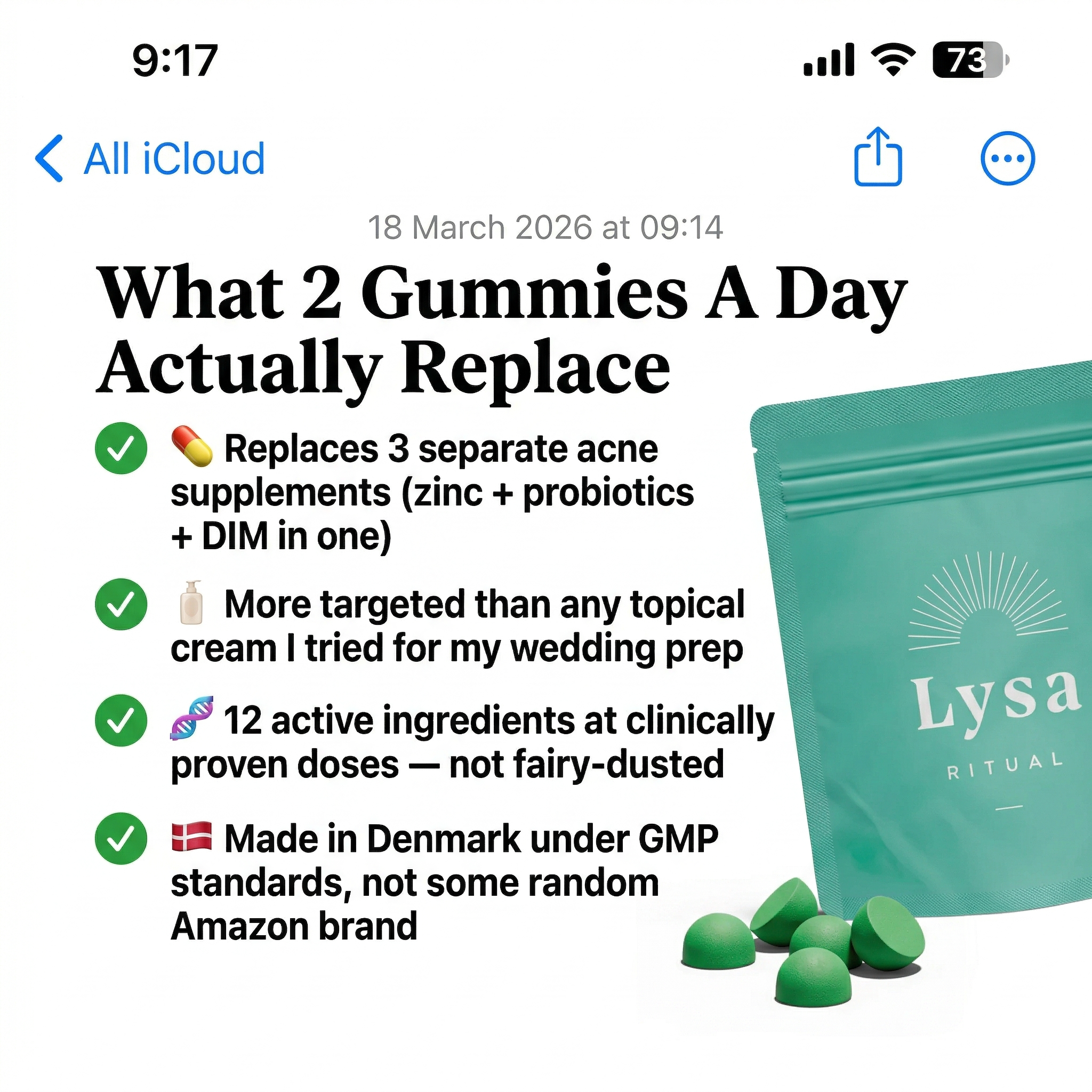 Lysa Ritual Facebook ad: Wedding with ACNE!?