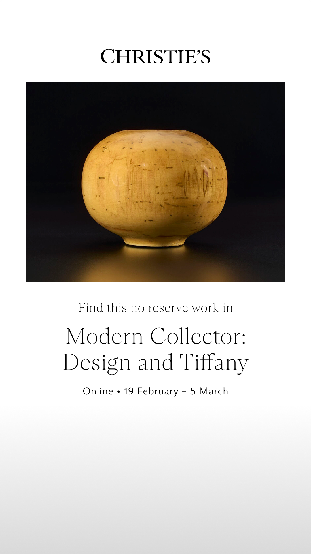 Christie's Facebook ad: Explore no-reserve works by Andy Warhol, Jean Dubuffet…
