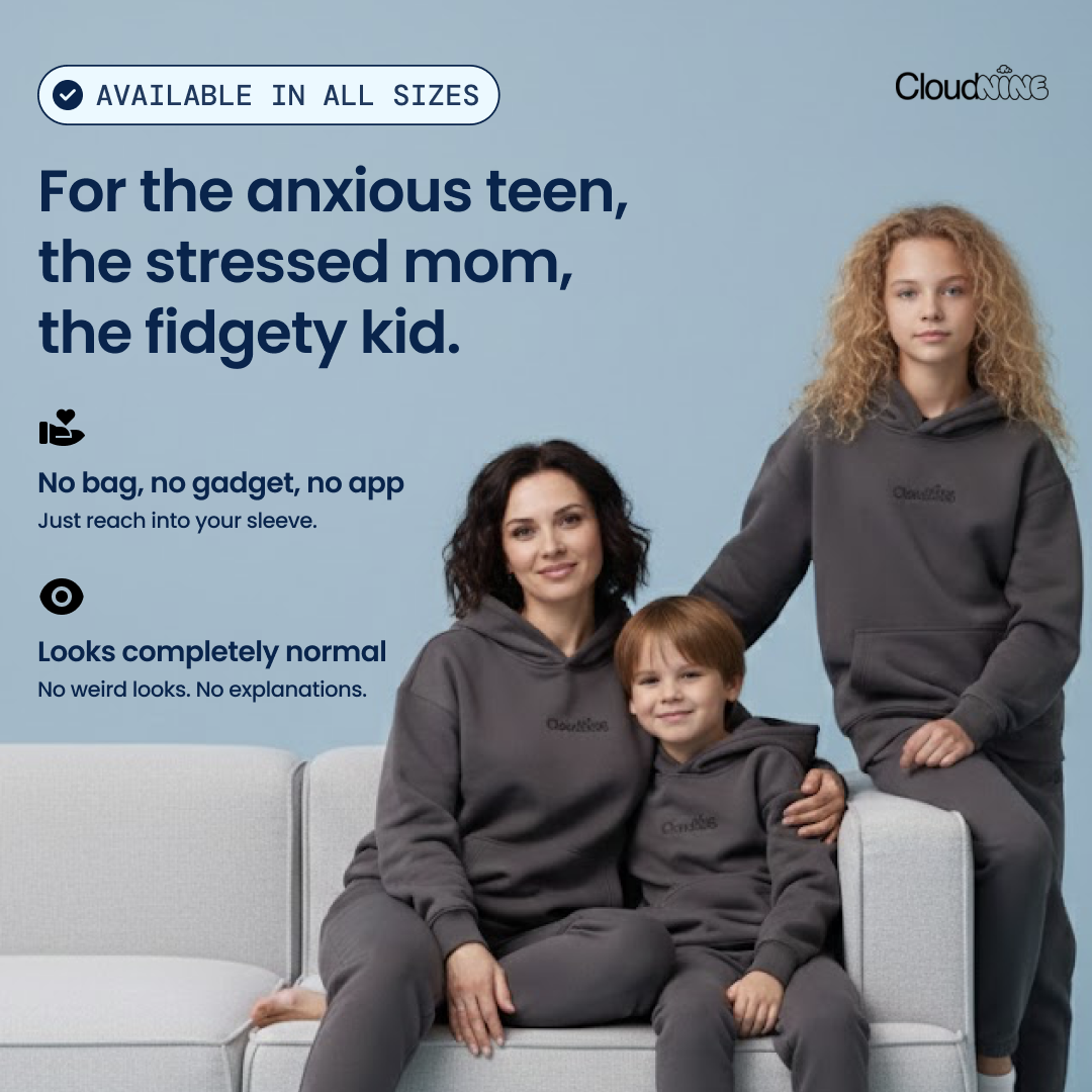 Cloud Nine Facebook ad: Squeeze & Fidget Away Anxiety