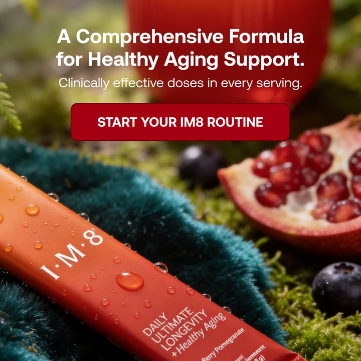 IM8 Global Facebook ad: Longevity Starts at the Cellular Level
