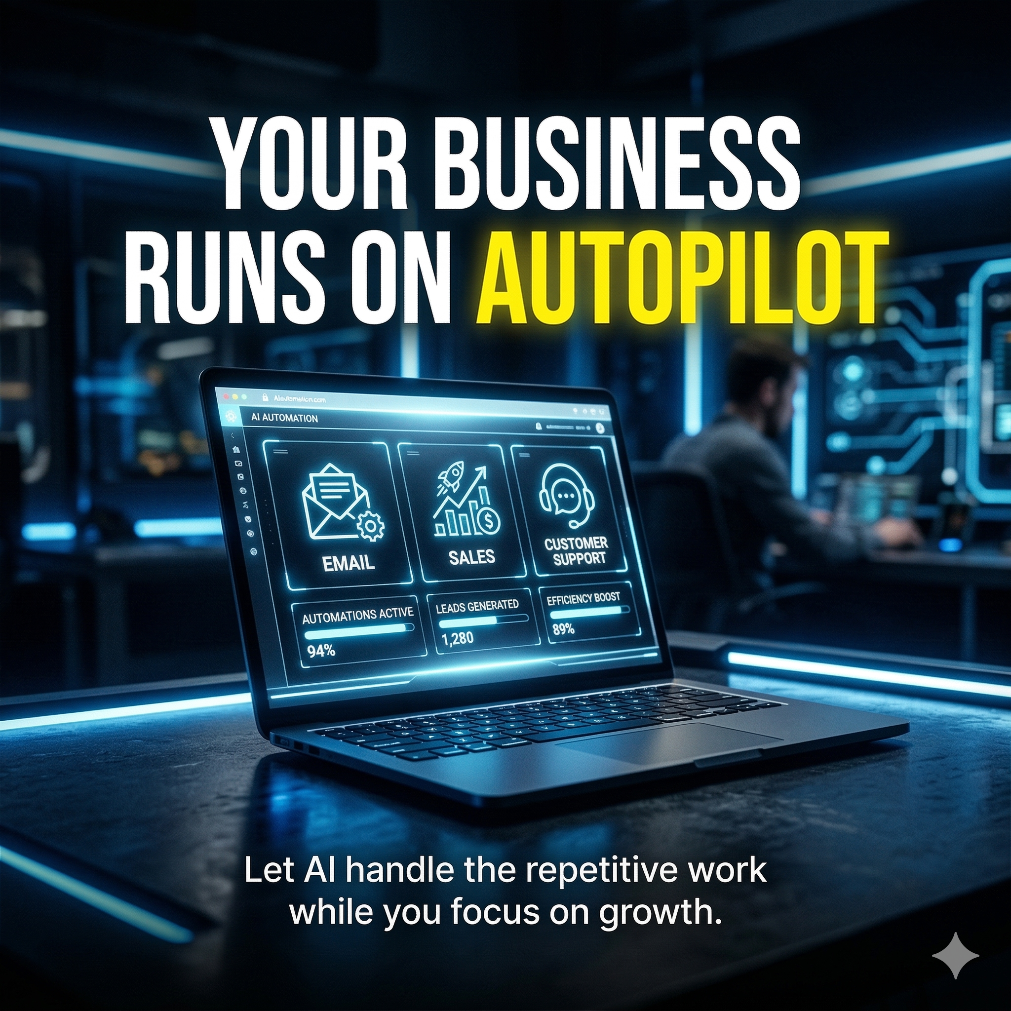Business Ai Blueprint Facebook ad: Your Business Is Leaking Time. Automation Fixes It.
